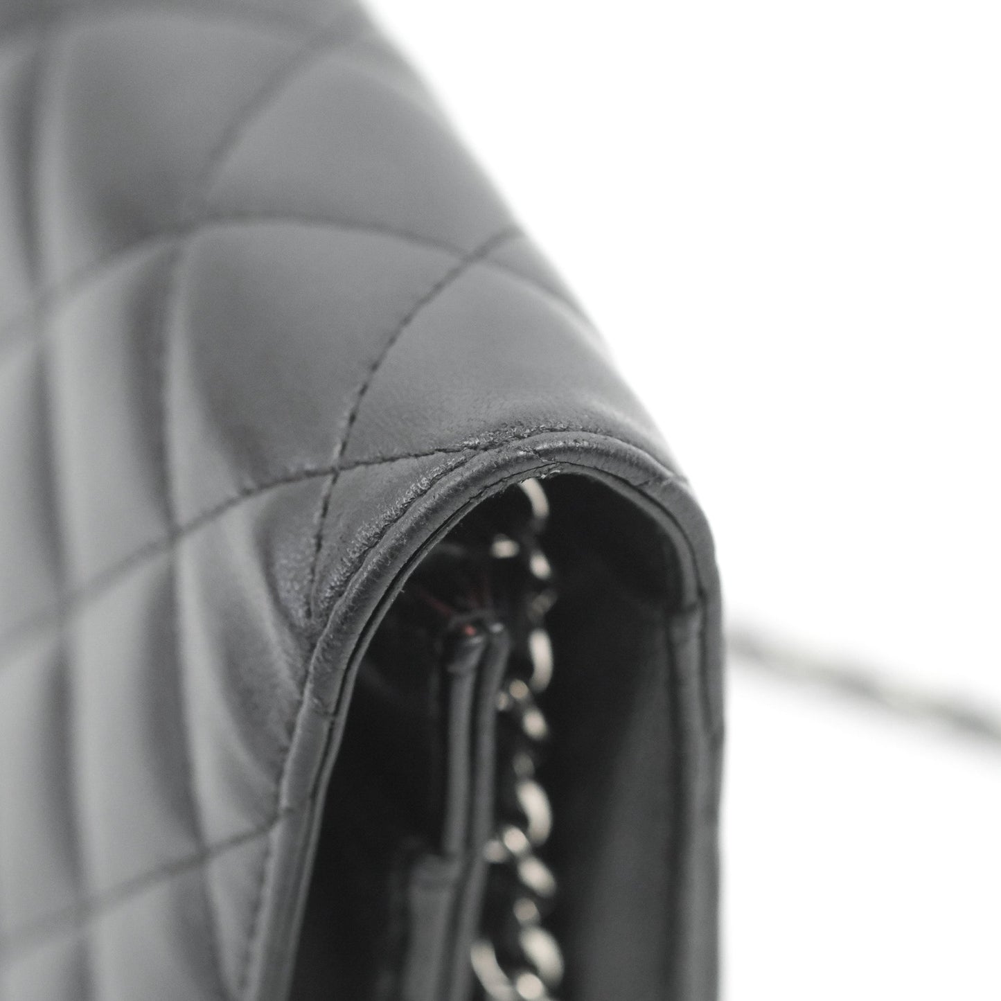 Chanel Quilted Classic WOC Black Lambskin Silver Hardware