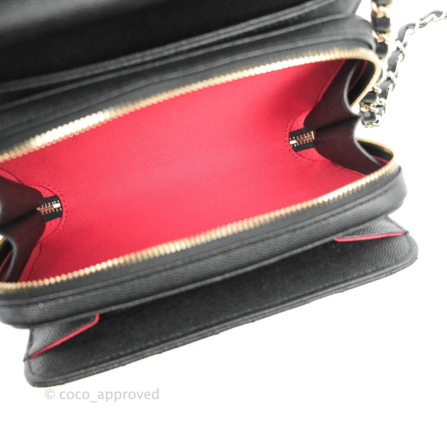 Chanel Quilted Small Like The Wallet Flap Black Caviar Light Gold Hardware 22C