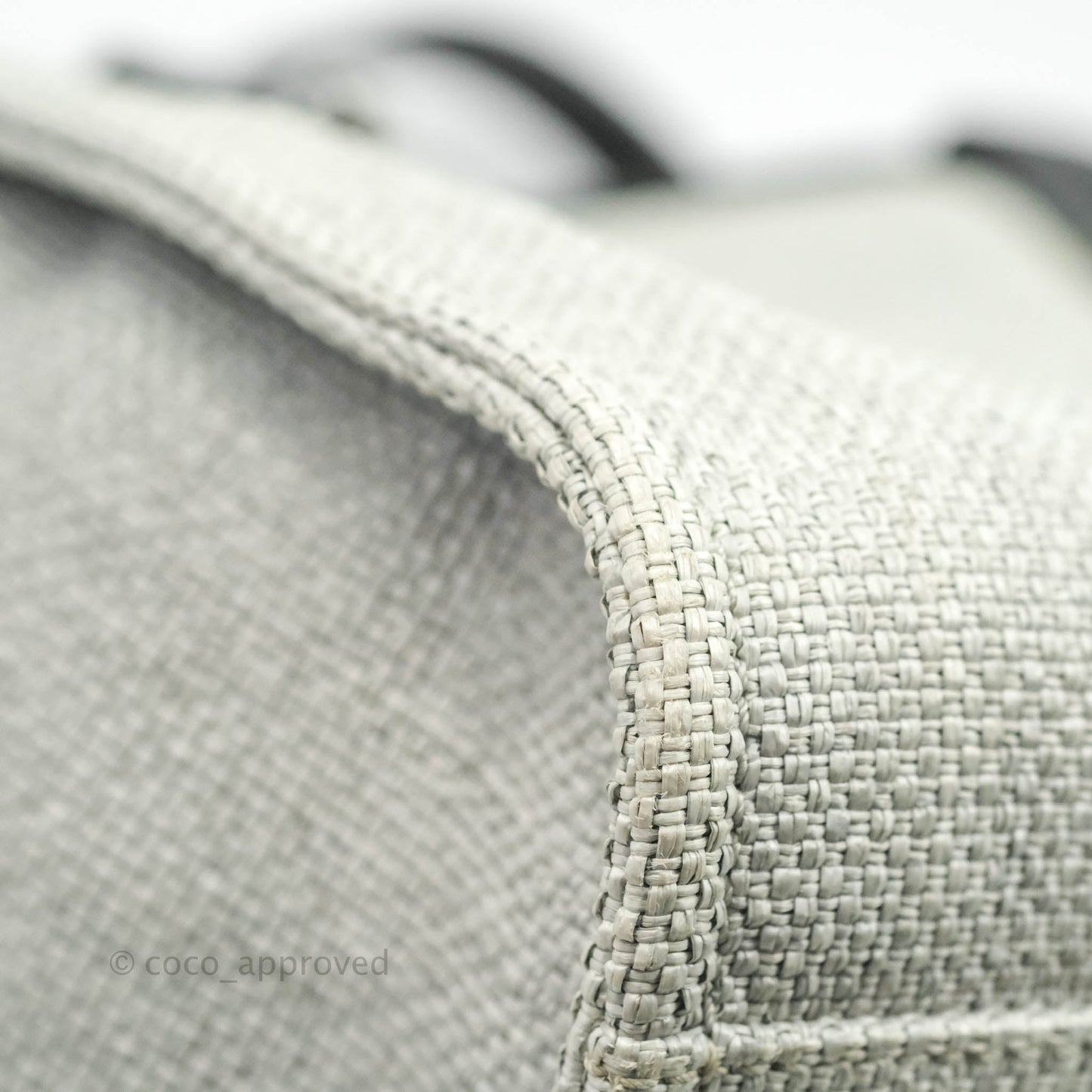 Chanel Large Deauville Light Grey Canvas Silver Hardware