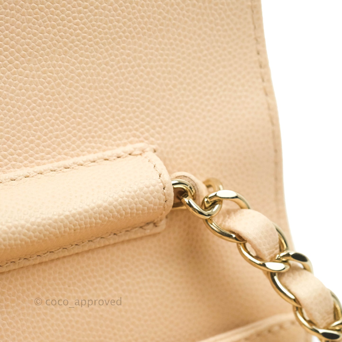 Chanel Quilted Like The Wallet Medium Flap Light Beige Caviar Gold Hardware 22C