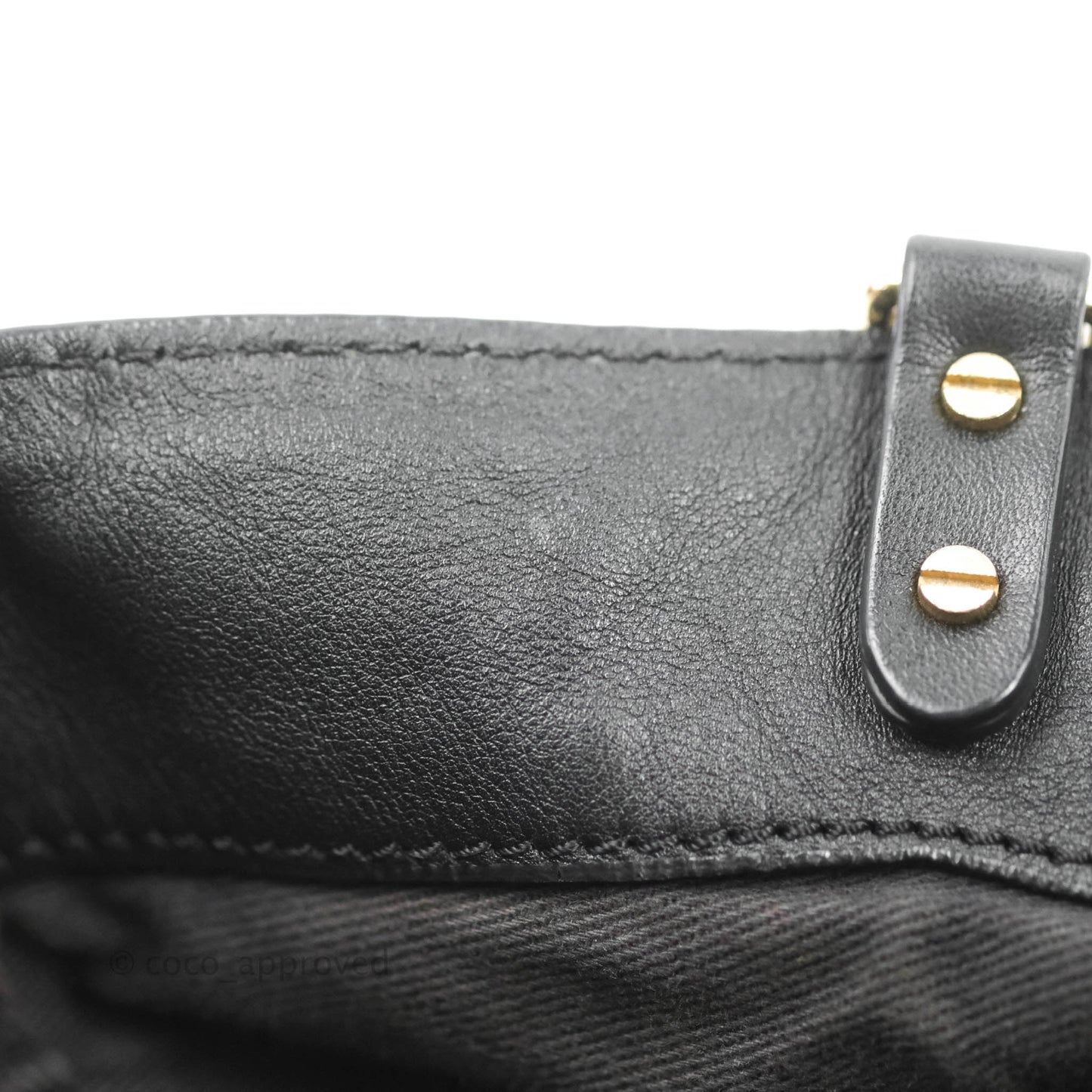 Valentino Garavani Small Trapeze Rockstud Black Grained Calfskin Gold Hardware