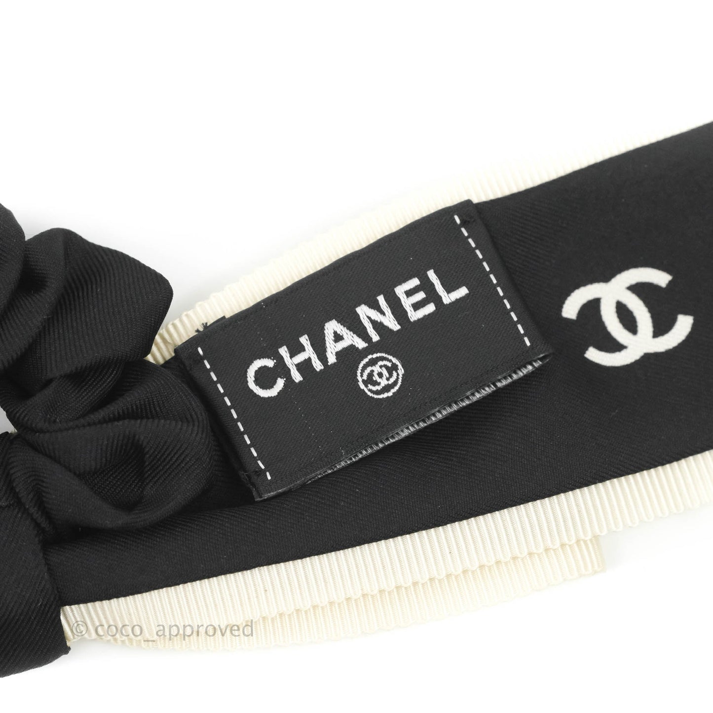Chanel Bow Silk Hair Accessory Ivory & Black