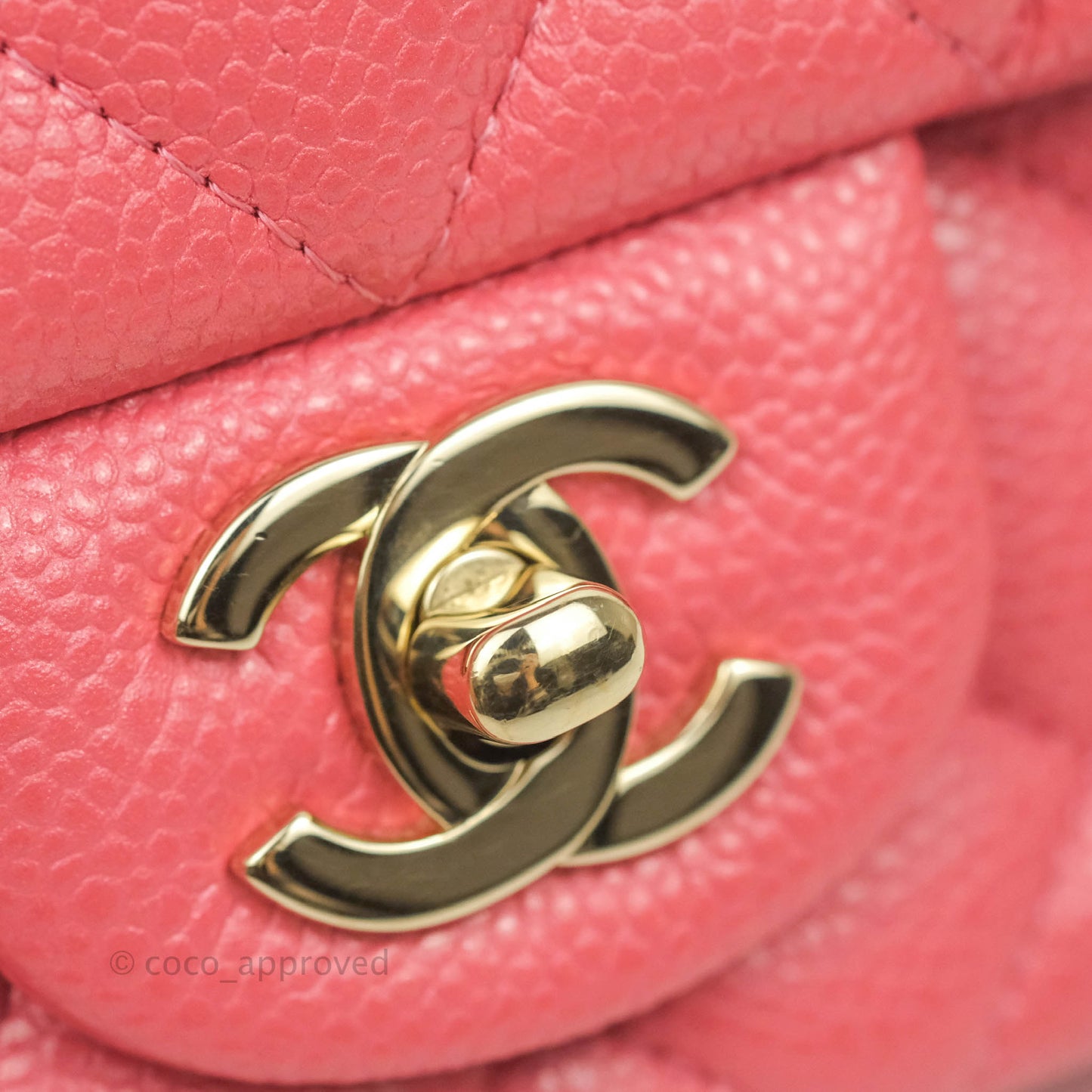 Chanel Quilted Mini Rectangular Flap Pearly Pink Caviar Gold Hardware 18S