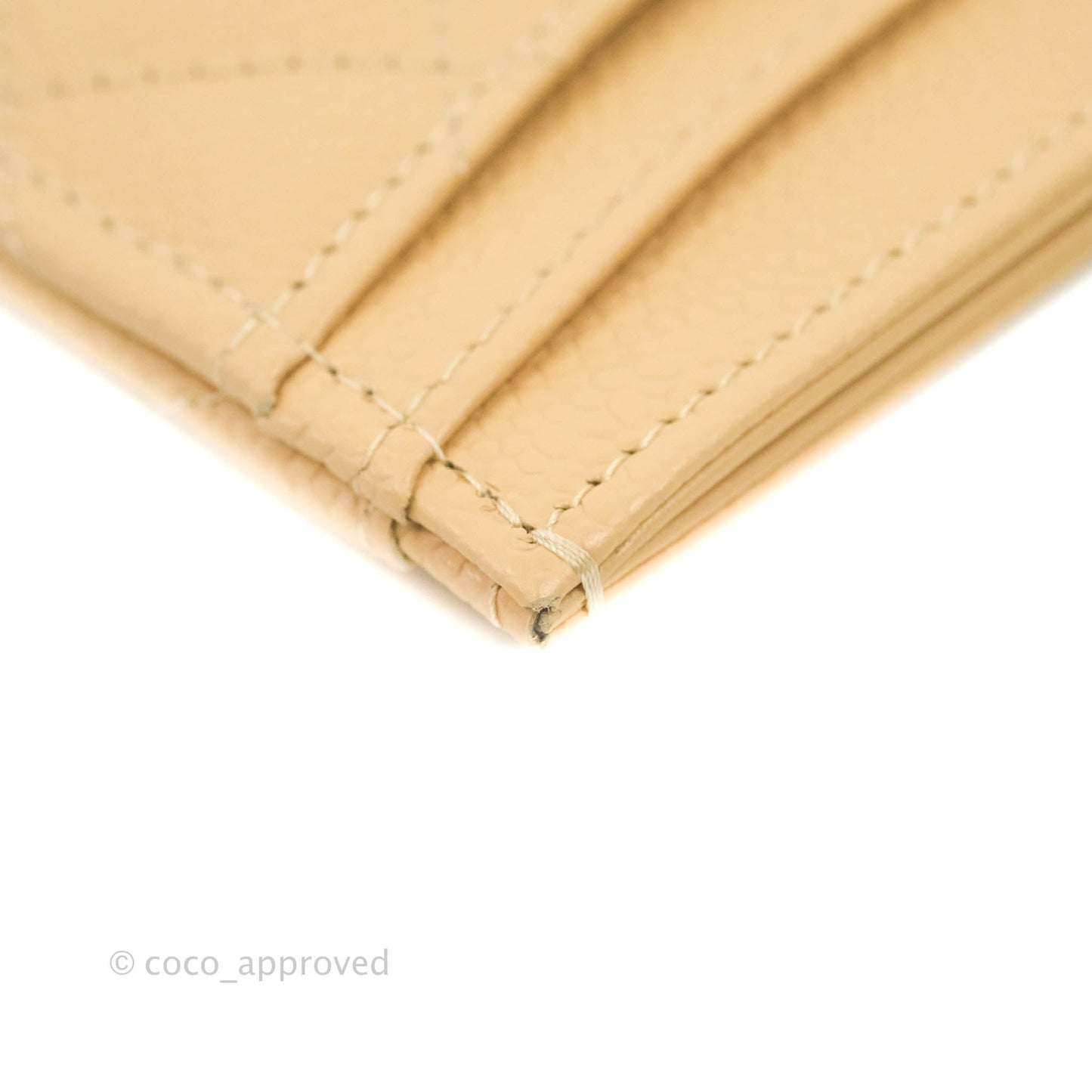 Chanel Classic Flat Card Holder Beige Caviar Gold Hardware