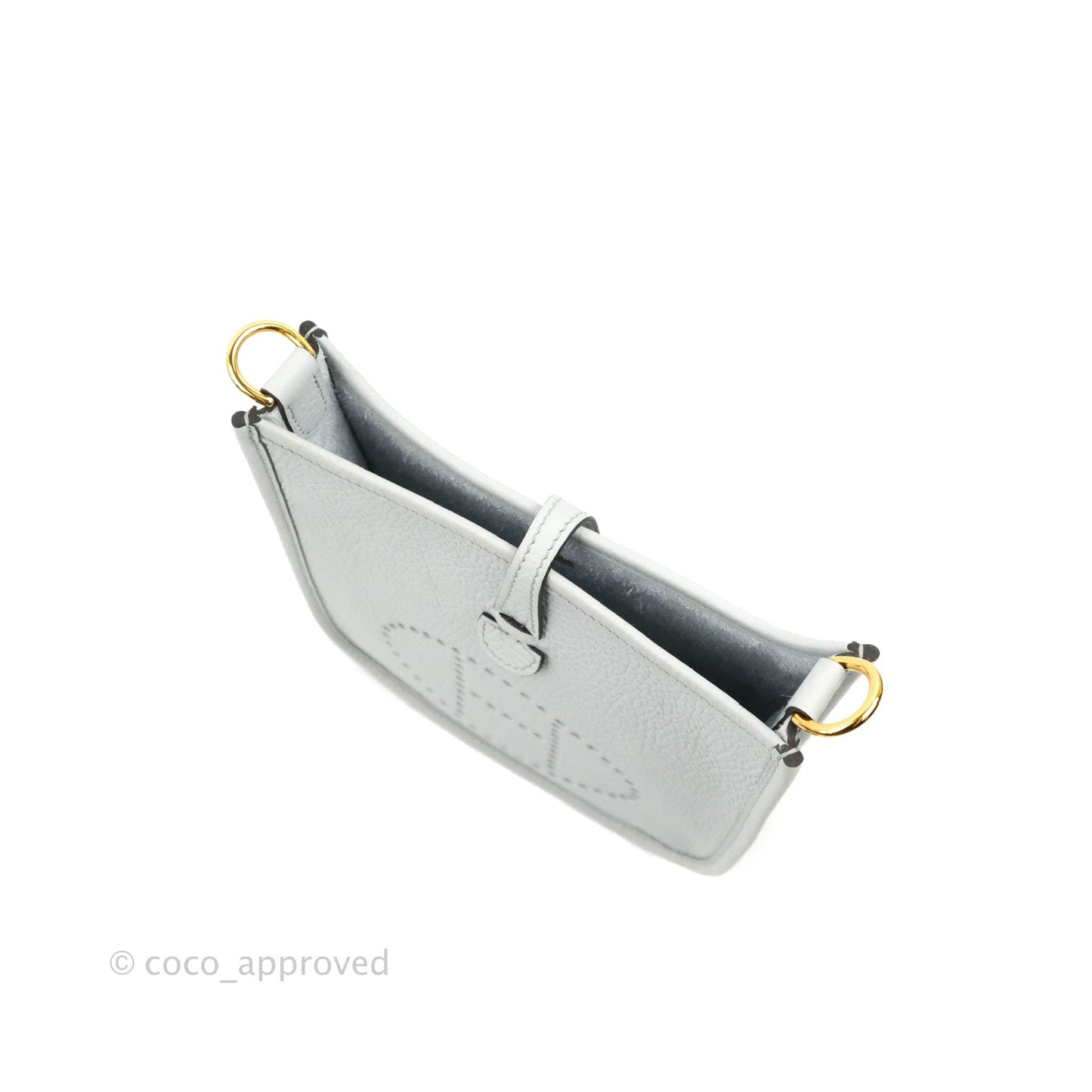 Hermès Mini Evelyne Amazone 16 Bleu Pale 08/ Gris Etain 8F Gold Hardware