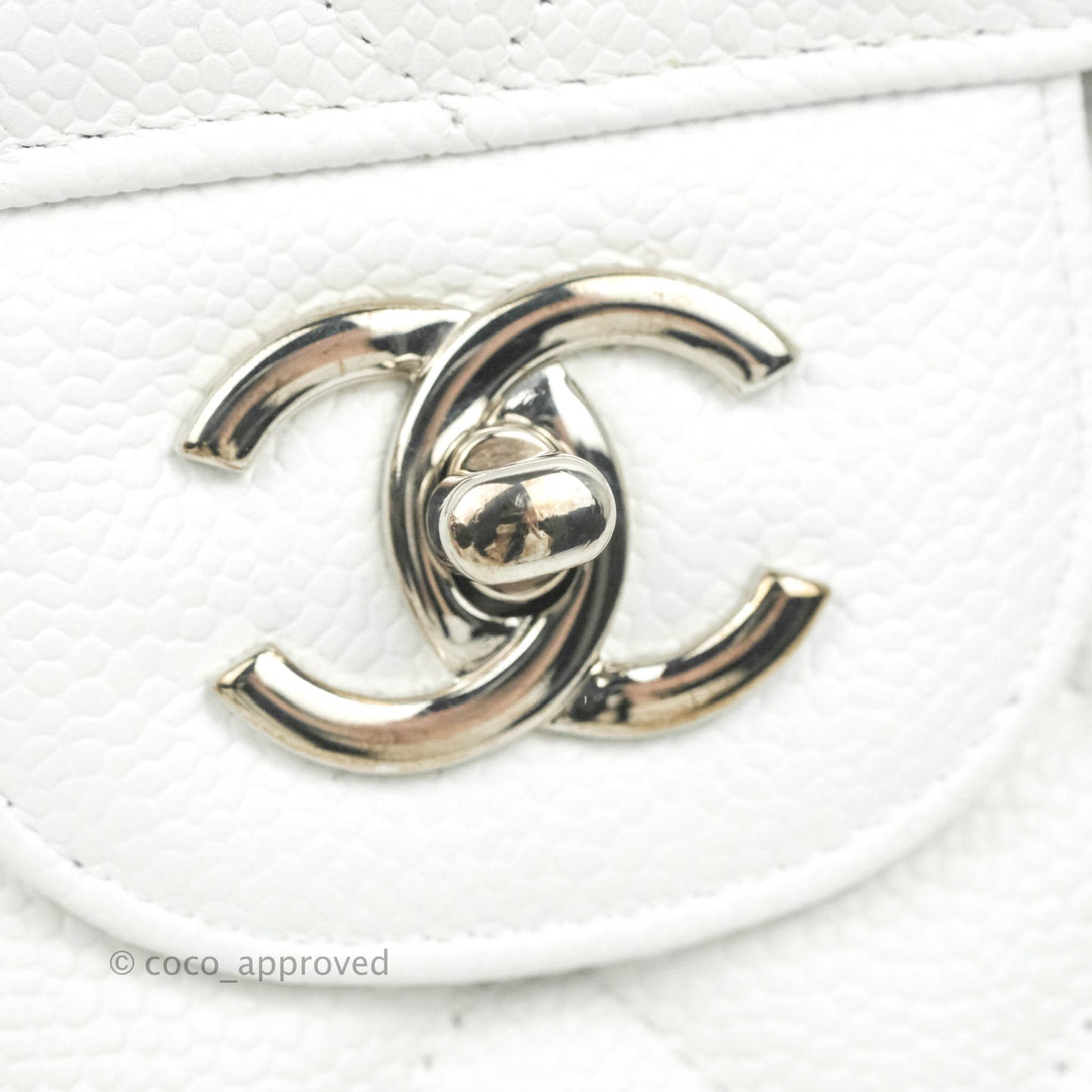 Chanel Jumbo Double Flap White Caviar Silver Hardware⁣⁣