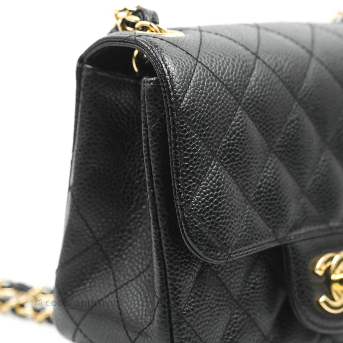 Chanel Quilted Mini Square Flap Bag Black Caviar 24K Gold Hardware