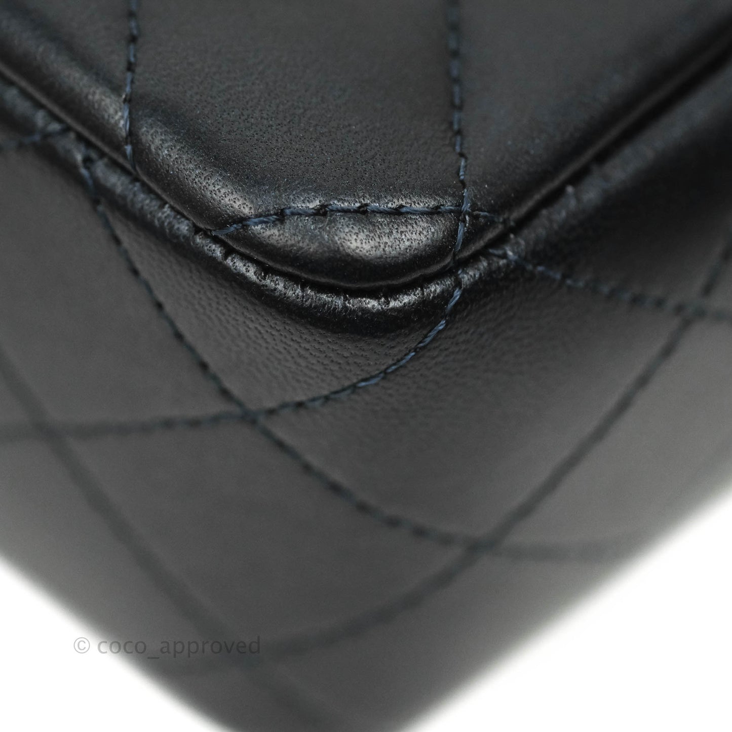 Chanel Quilted Mini Rectangular Lambskin Dark Navy Silver Hardware