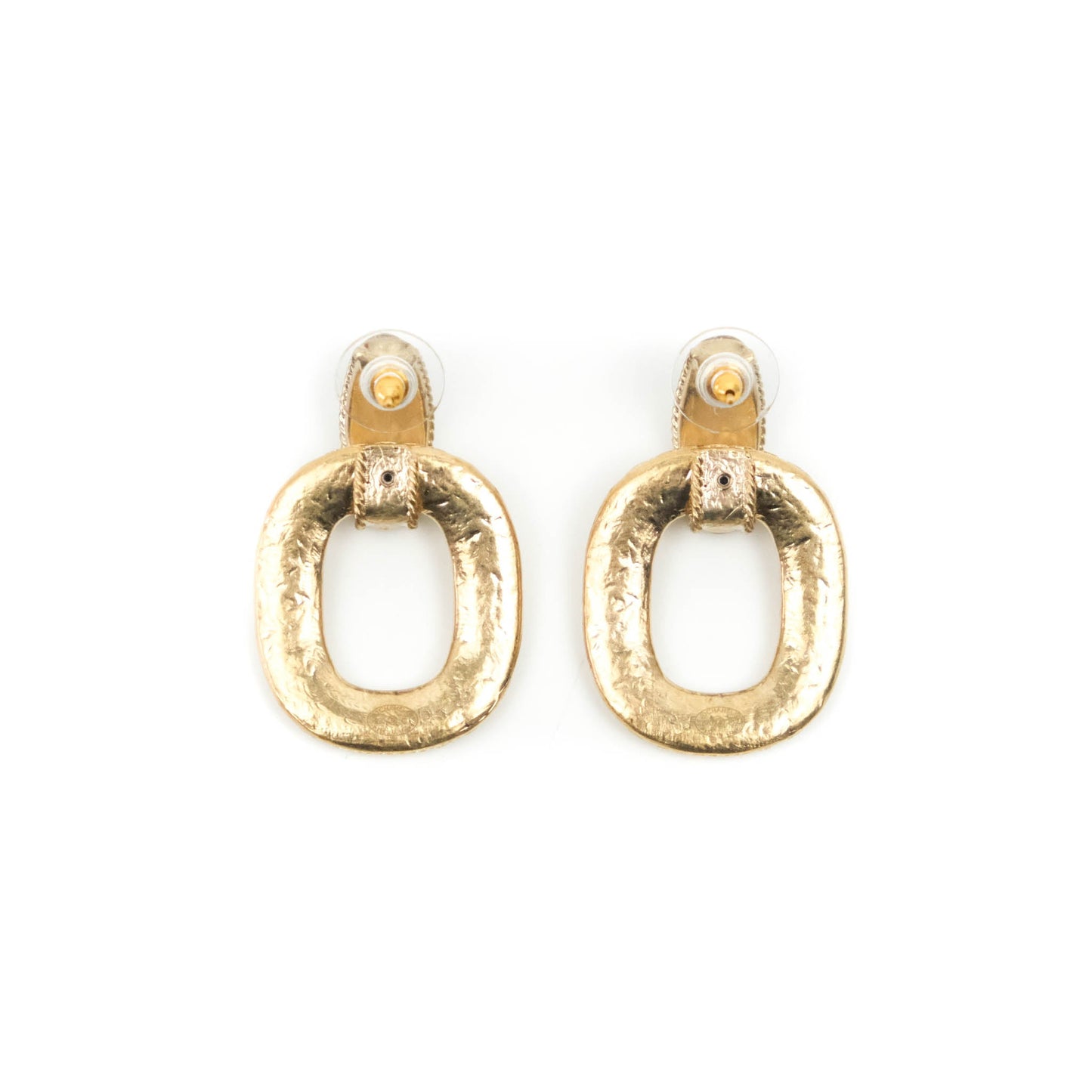Chanel CC Resin Drop Earrings Gold Tone 20C
