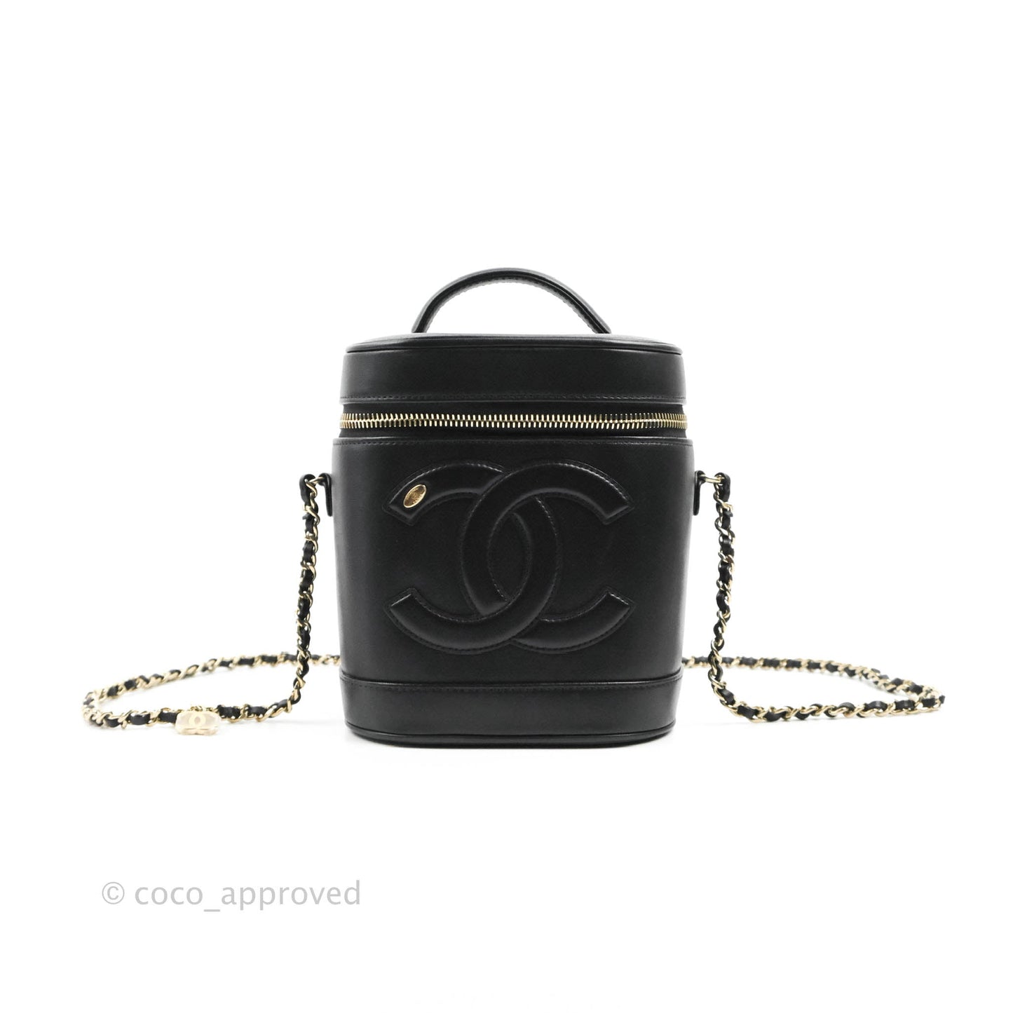Chanel CC Mania Vanity Case Black Lambskin Gold Hardware