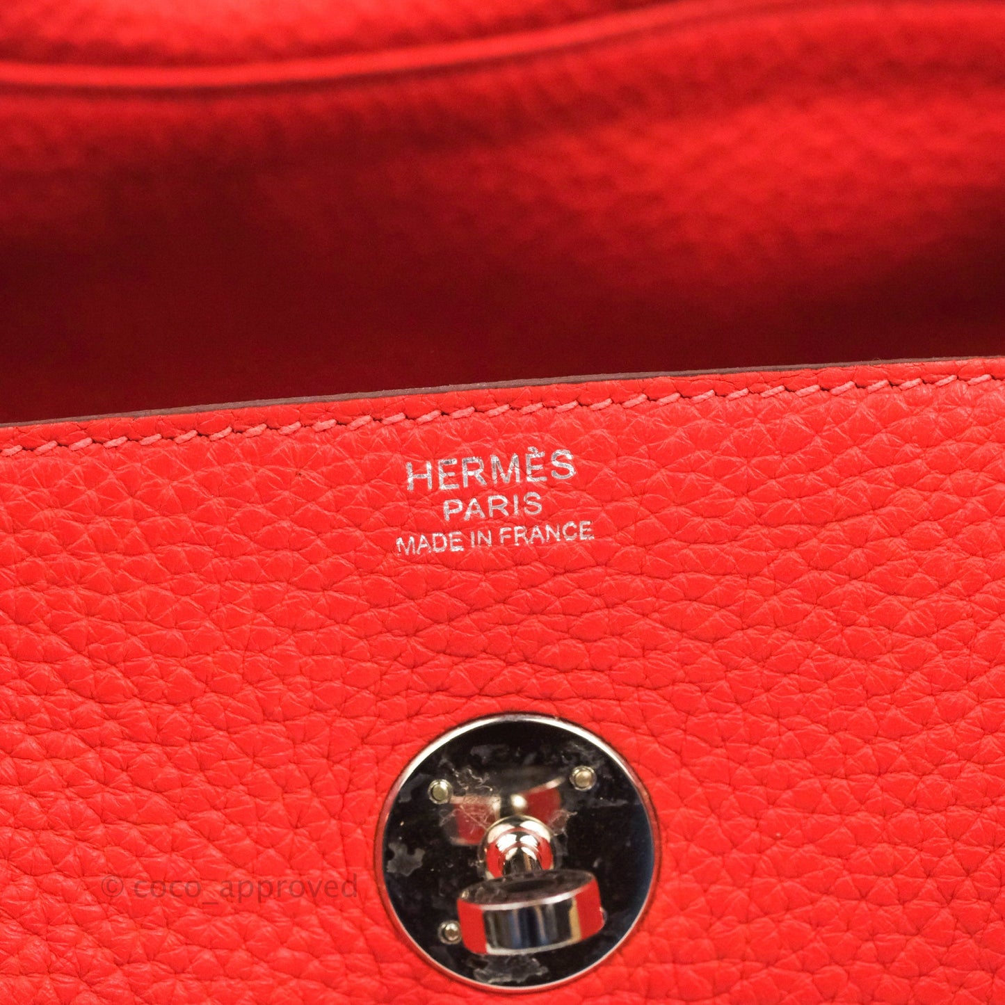 Hermès Lindy 30 Red Clemence Palladium Hardware