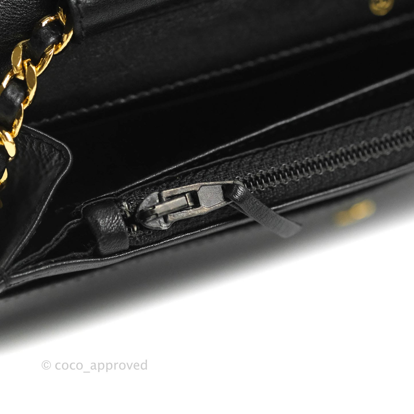 Chanel Vintage CC Wallet on Chain WOC Black Caviar Gold Hardware