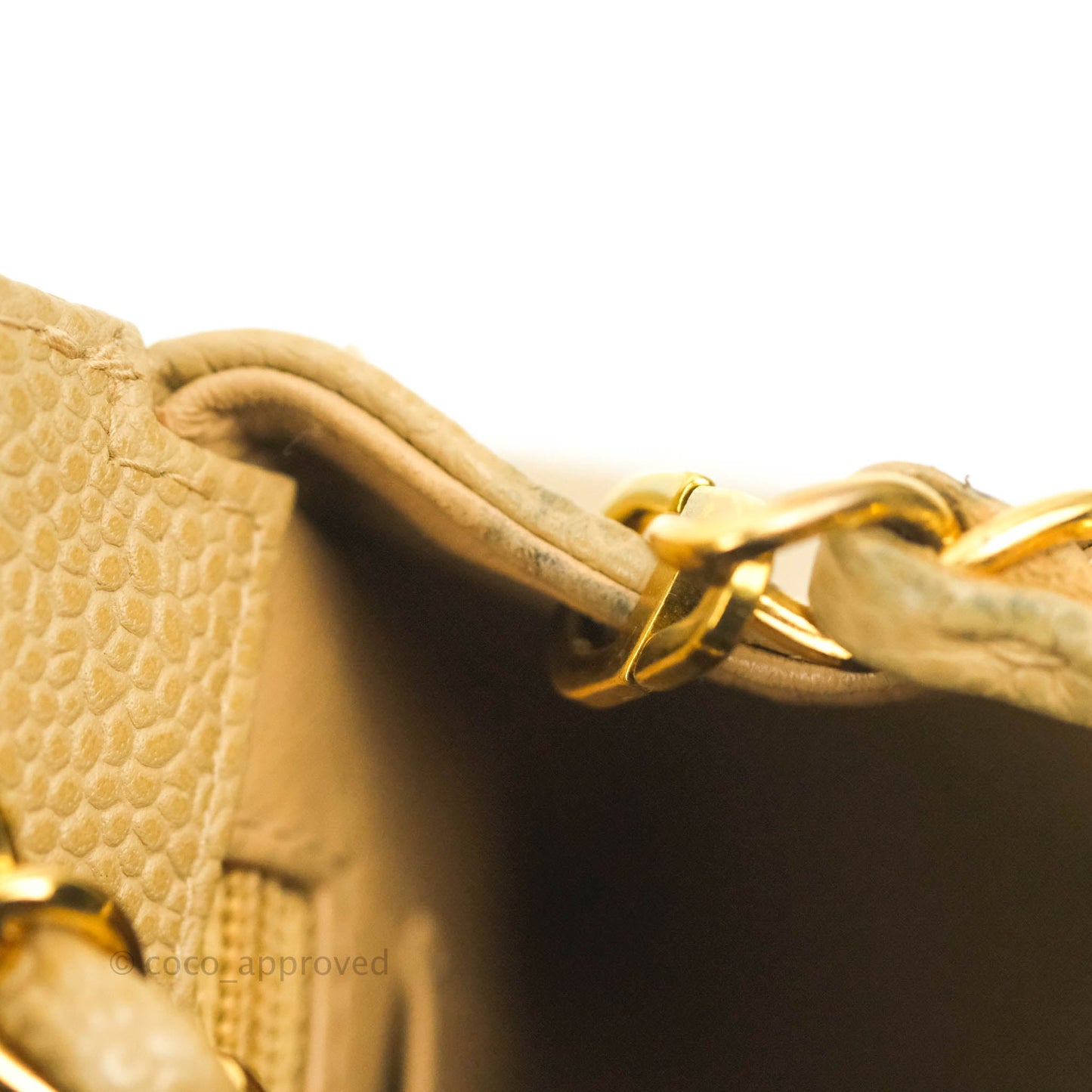 Chanel Vintage Quilted Mini Square Dark Beige Caviar 24K Gold Hardware