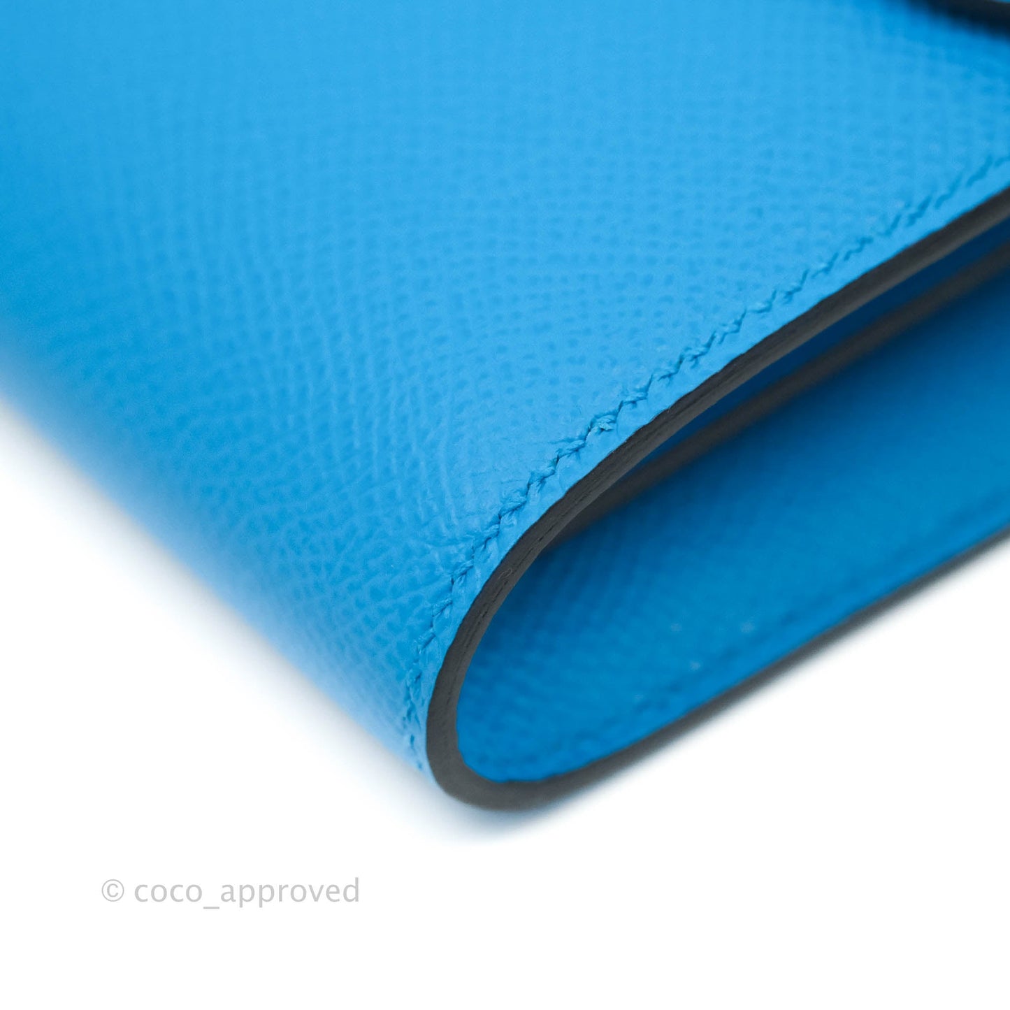 Hermès Constance Long To Go Wallet Alligator Leather Lock Blue Epsom Palladium Hardware