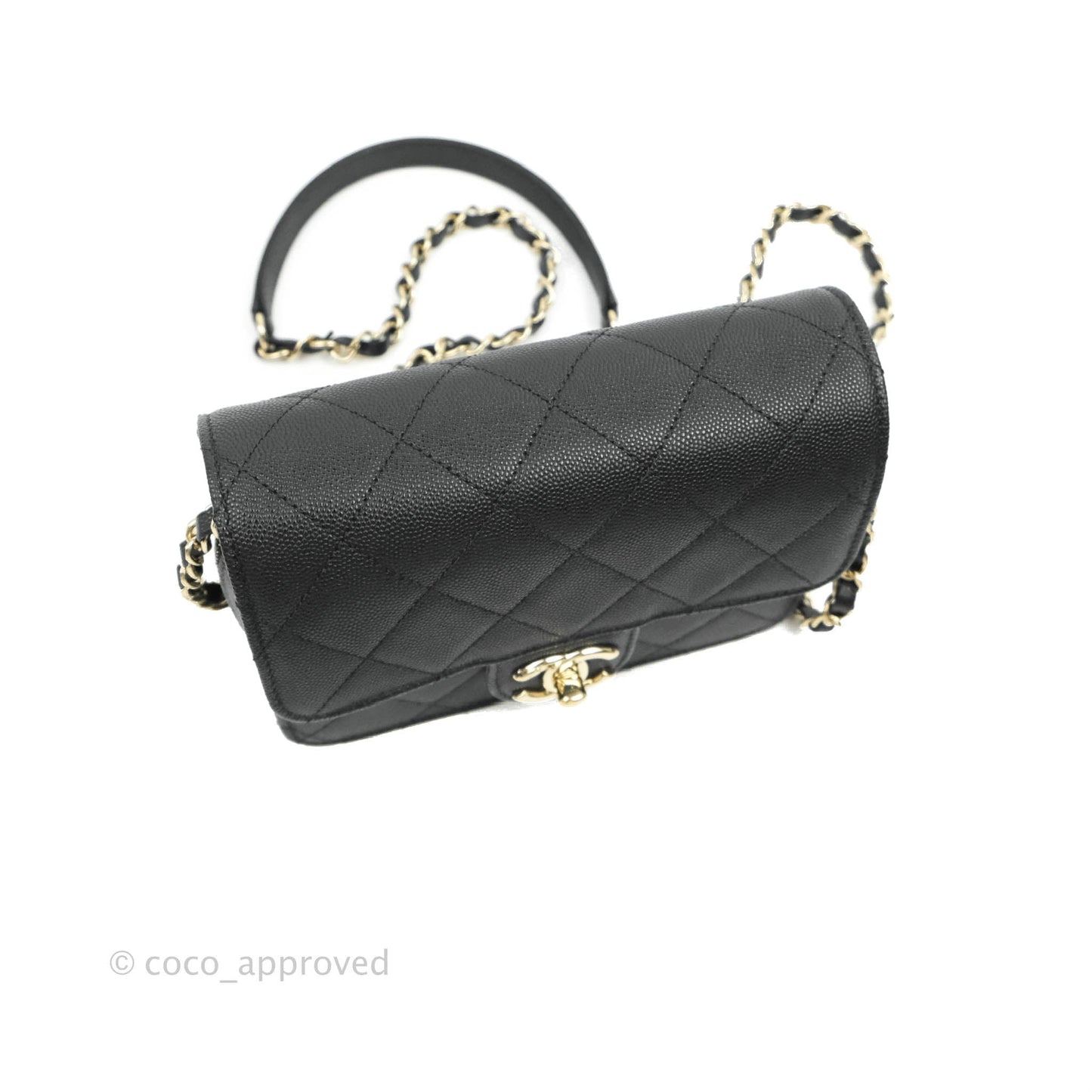 Chanel Quilted Small Like The Wallet Flap Black Caviar Light Gold Hardware 22C
