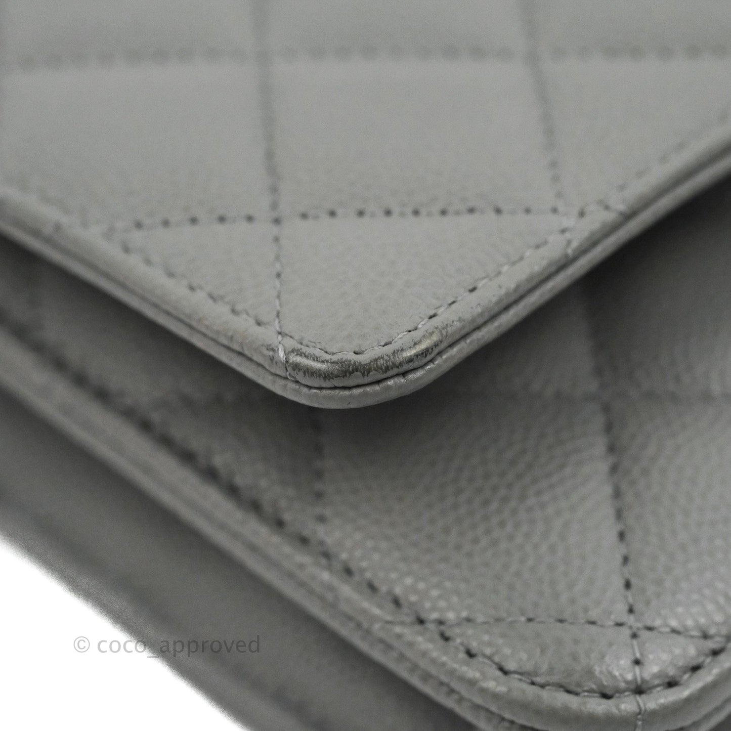 Chanel Quilted Classic Wallet on Chain WOC Grey Caviar Gold Hardware