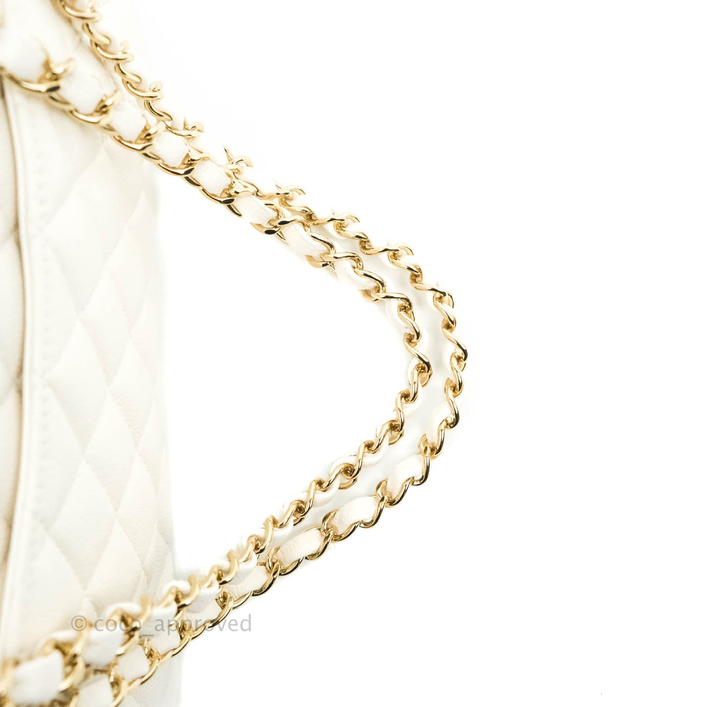 Chanel Small S/M Classic Quilted Flap White Caviar Gold Hardware 21S