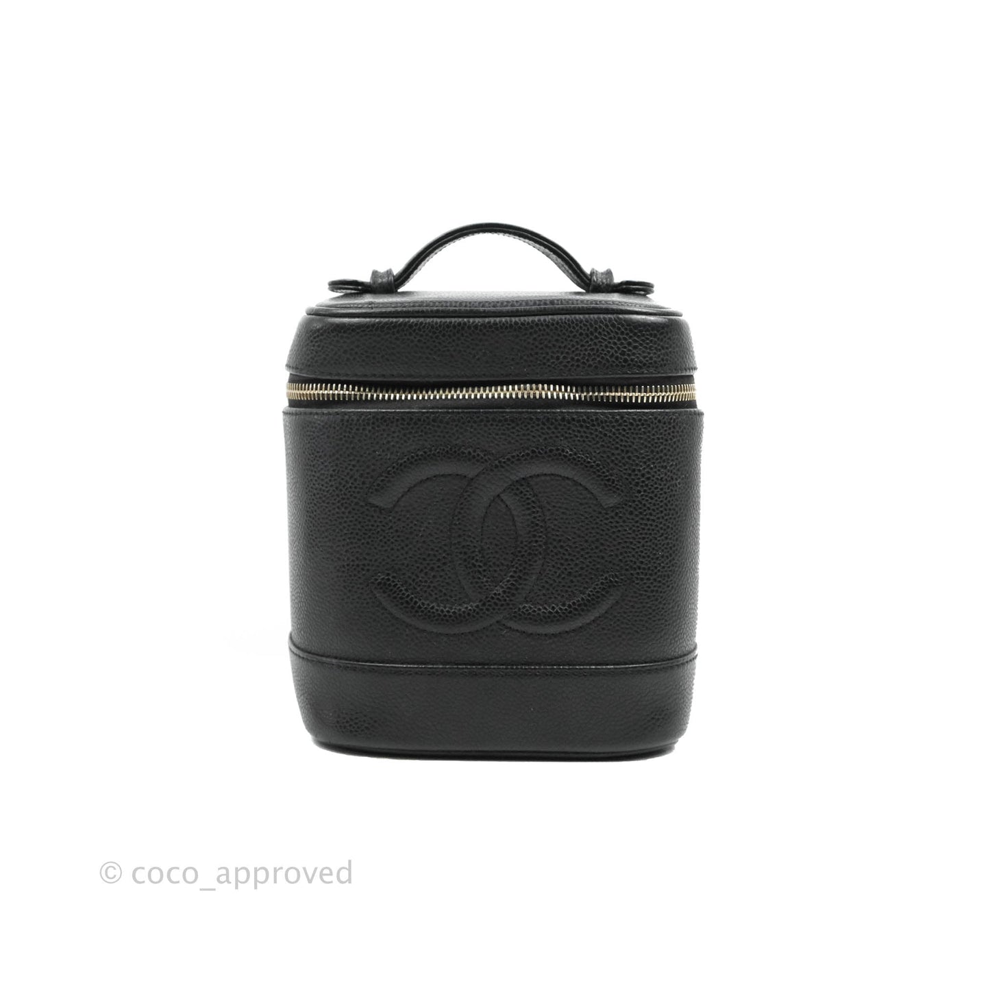 Chanel Vintage Vanity Case Black Caviar Gold Hardware