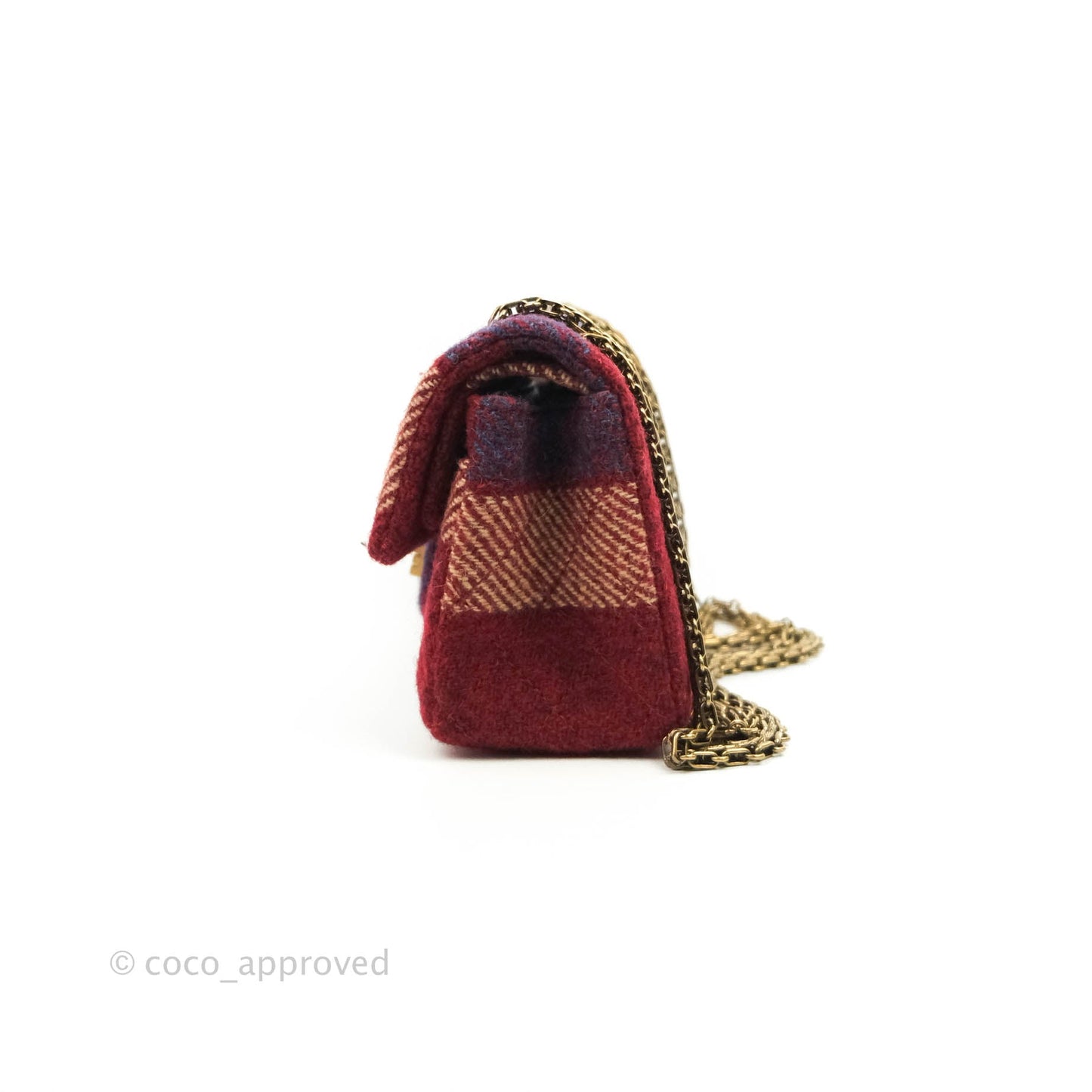 Chanel Mini Reissue 224 Wool Checked Aged Gold Hardware