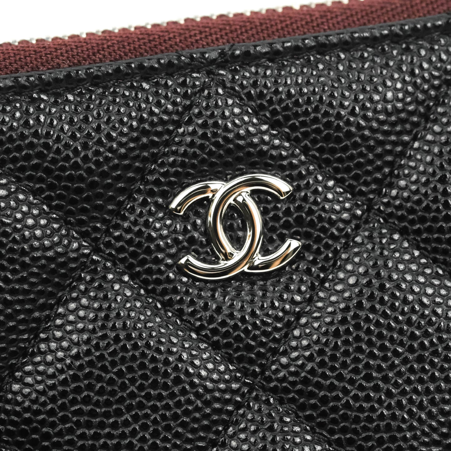 Chanel Quilted Mini O Case Black Caviar Silver Hardware