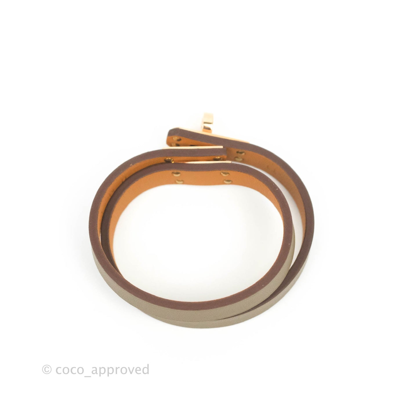 Hermès Kelly Double Tour Bracelet Etoupe Swift Gold Hardware