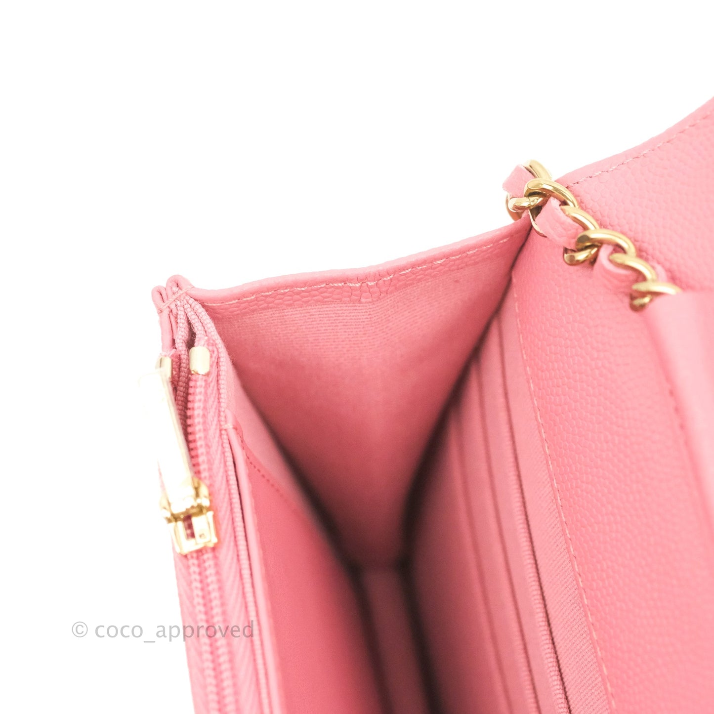 Chanel Quilted Classic Wallet on Chain WOC Pink Caviar Gold Hardware