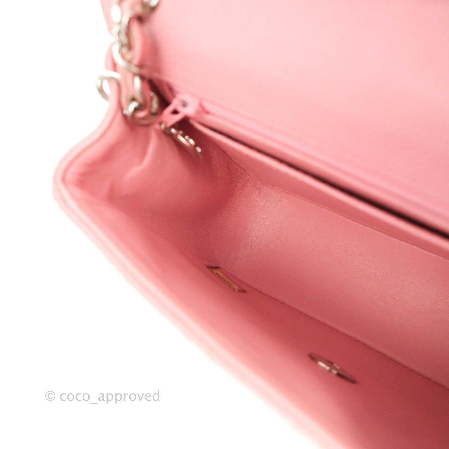 Chanel Quilted Vintage Mini Square Flap Pink Caviar Silver Hardware