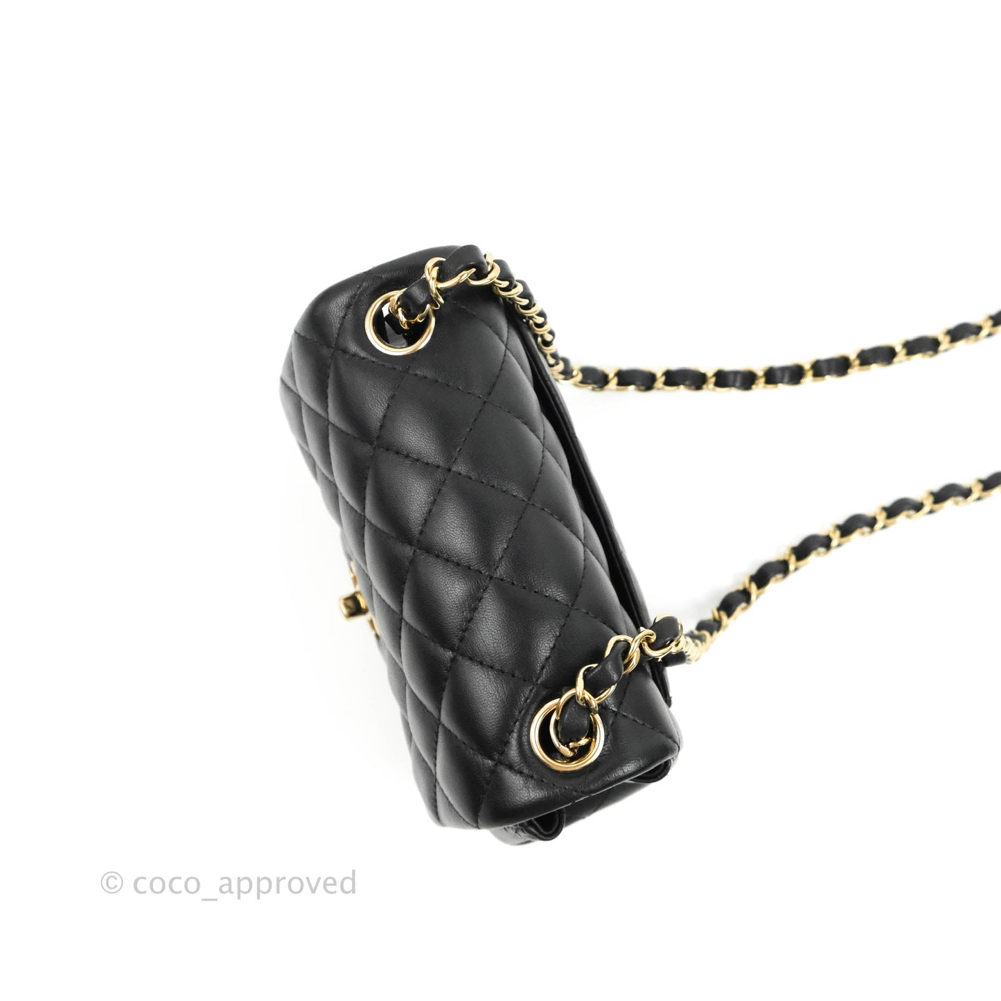 Chanel Quilted Mini Square Black Lambskin Gold Hardware