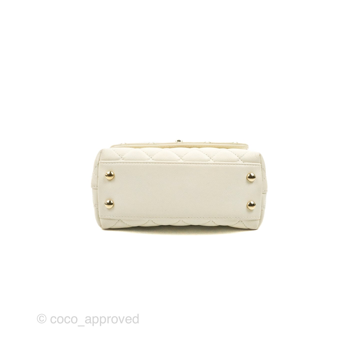 Chanel Mini Coco Handle Quilted Ivory Caviar Gold Hardware