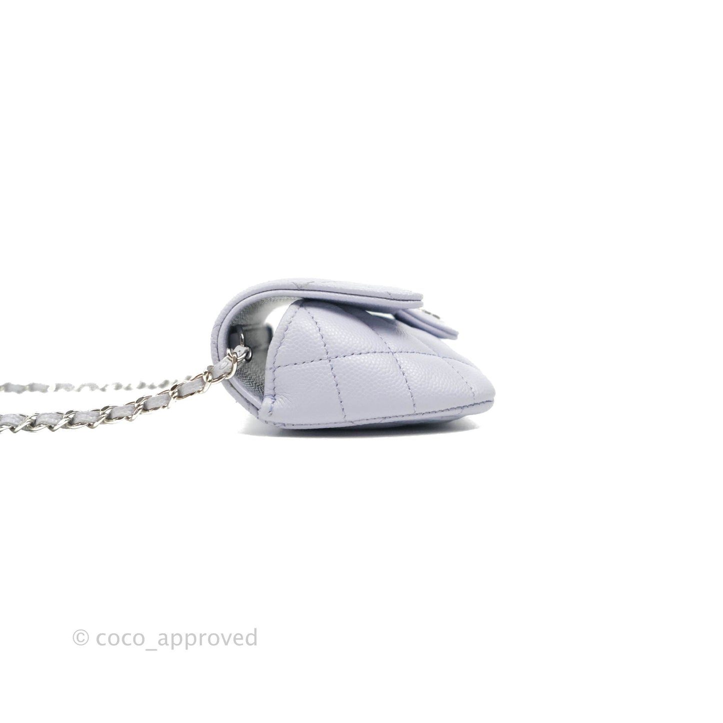 Chanel Quilted Case With Chain Lilac Caviar Silver Hardware