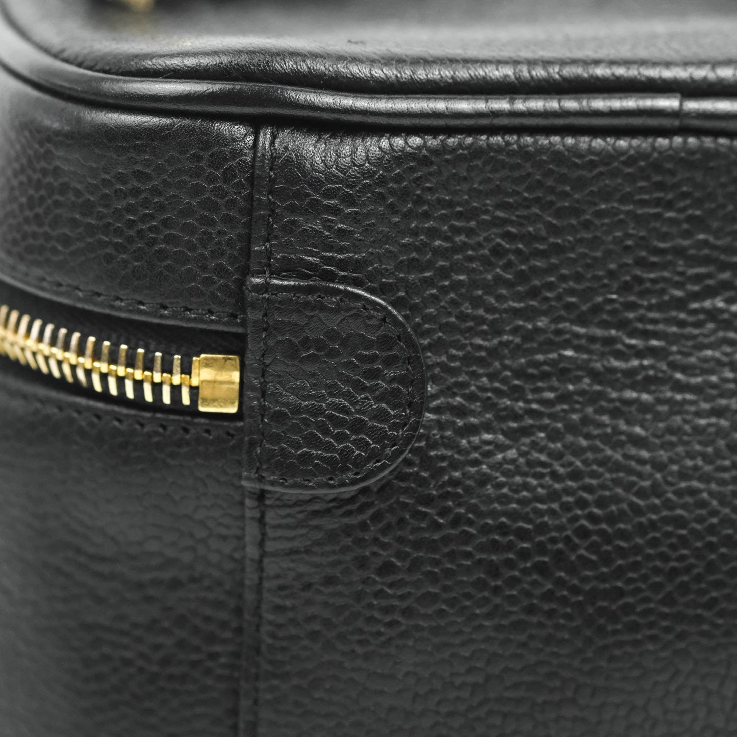 Chanel Vintage Vanity Case Black Caviar Gold Hardware