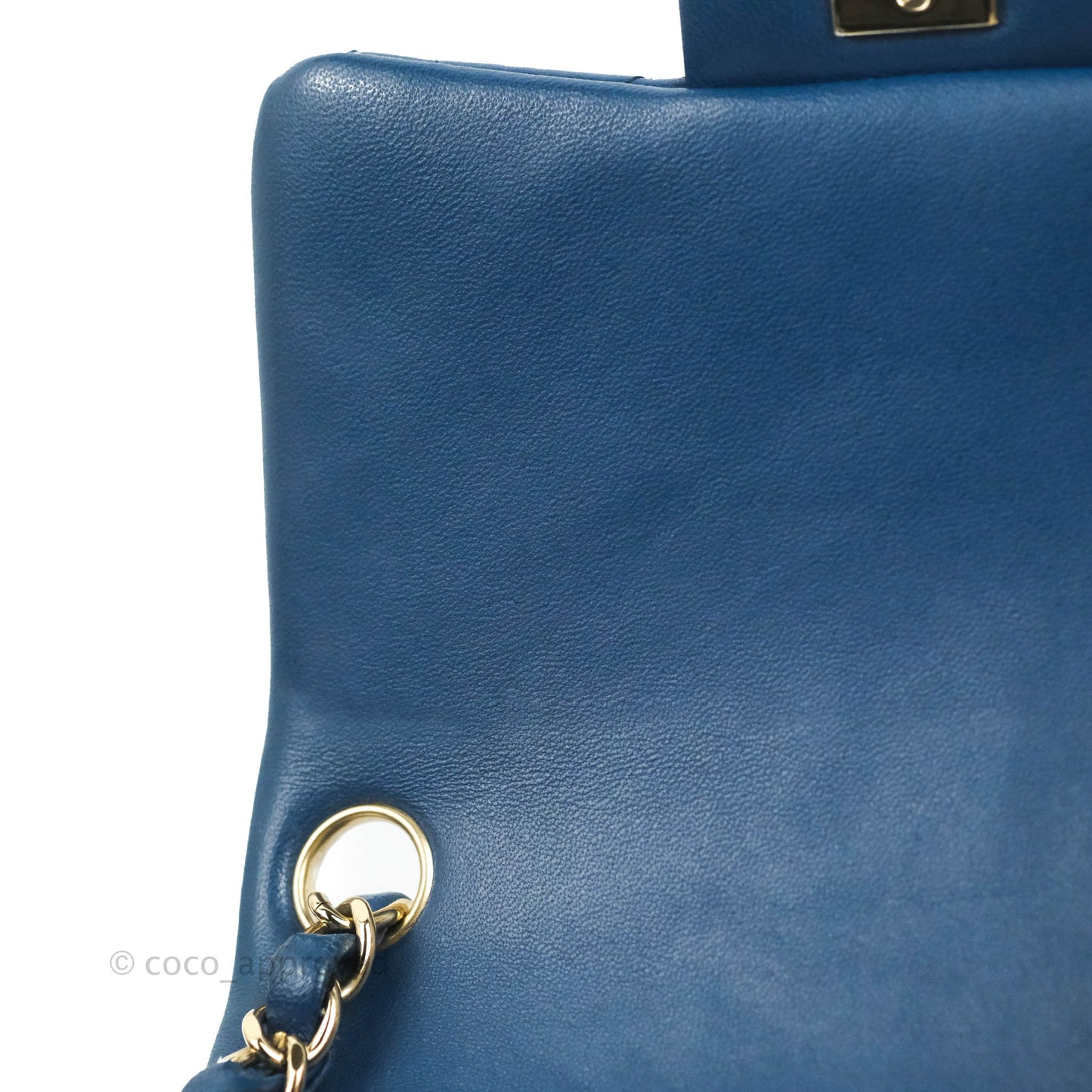 Chanel Quilted Mini Square Blue Lambskin Gold Hardware