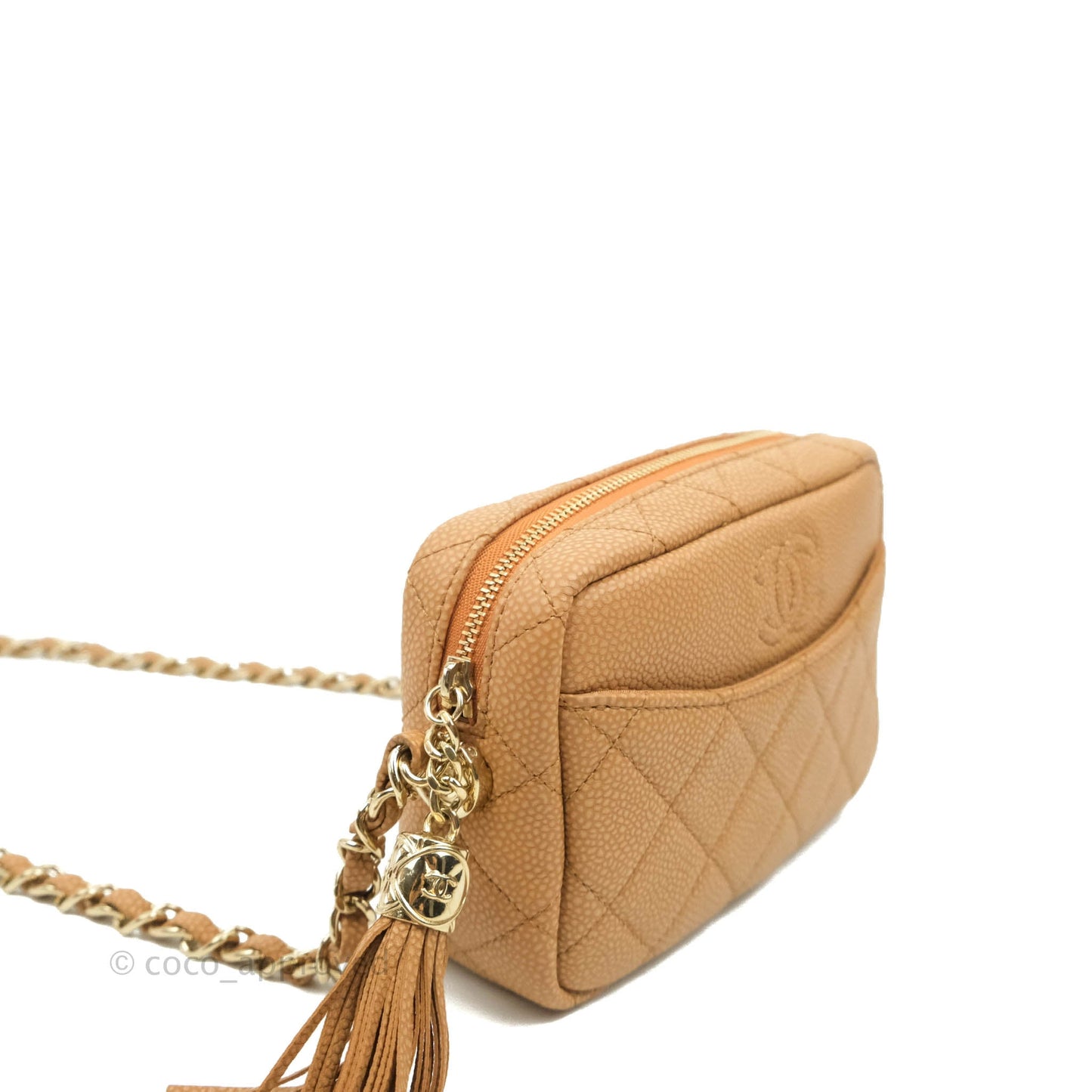 Chanel Camera Bag Caramel Dark Beige Caviar Gold Hardware