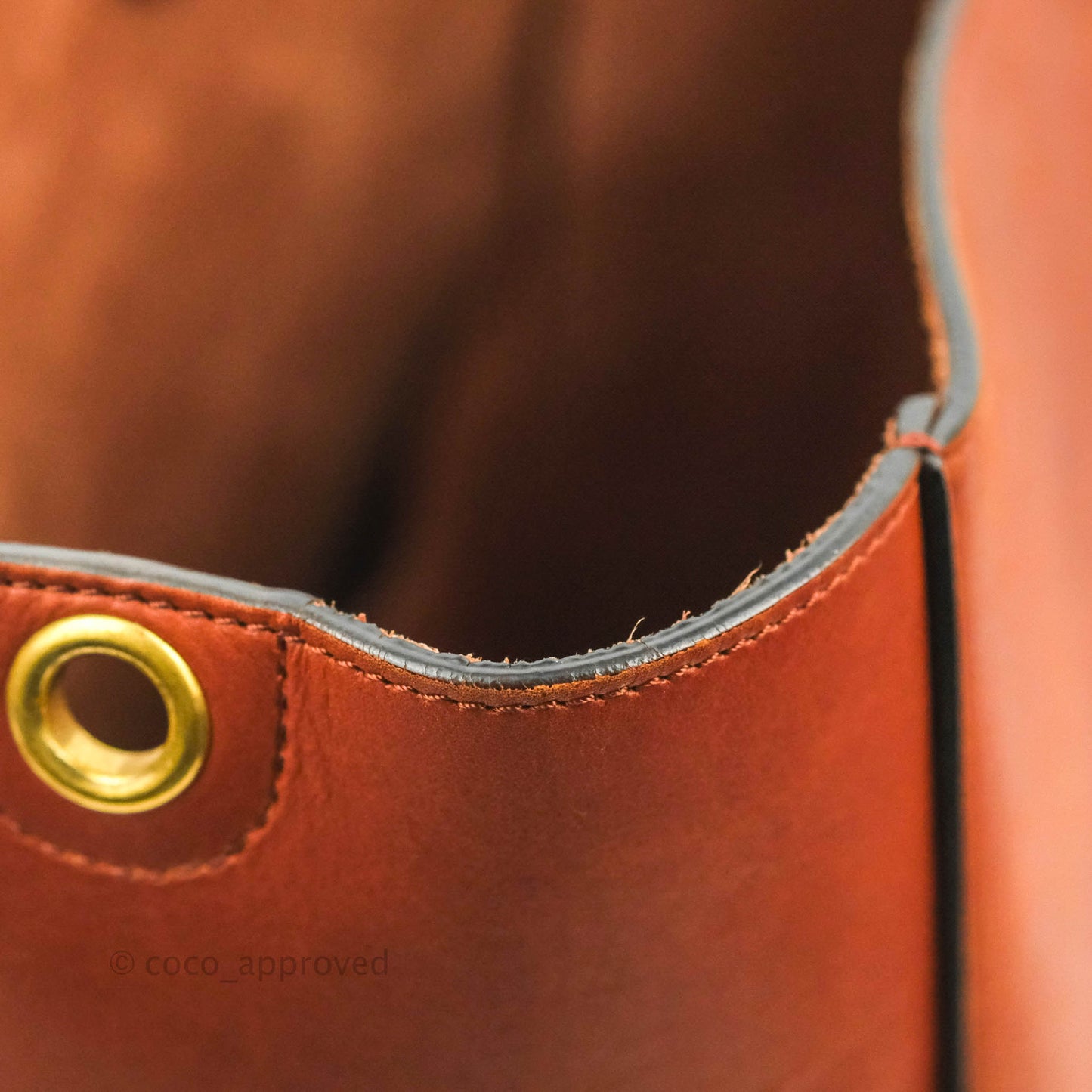 Celine Sangle Bucket Bag Calfskin Brick Red Gold Hardware