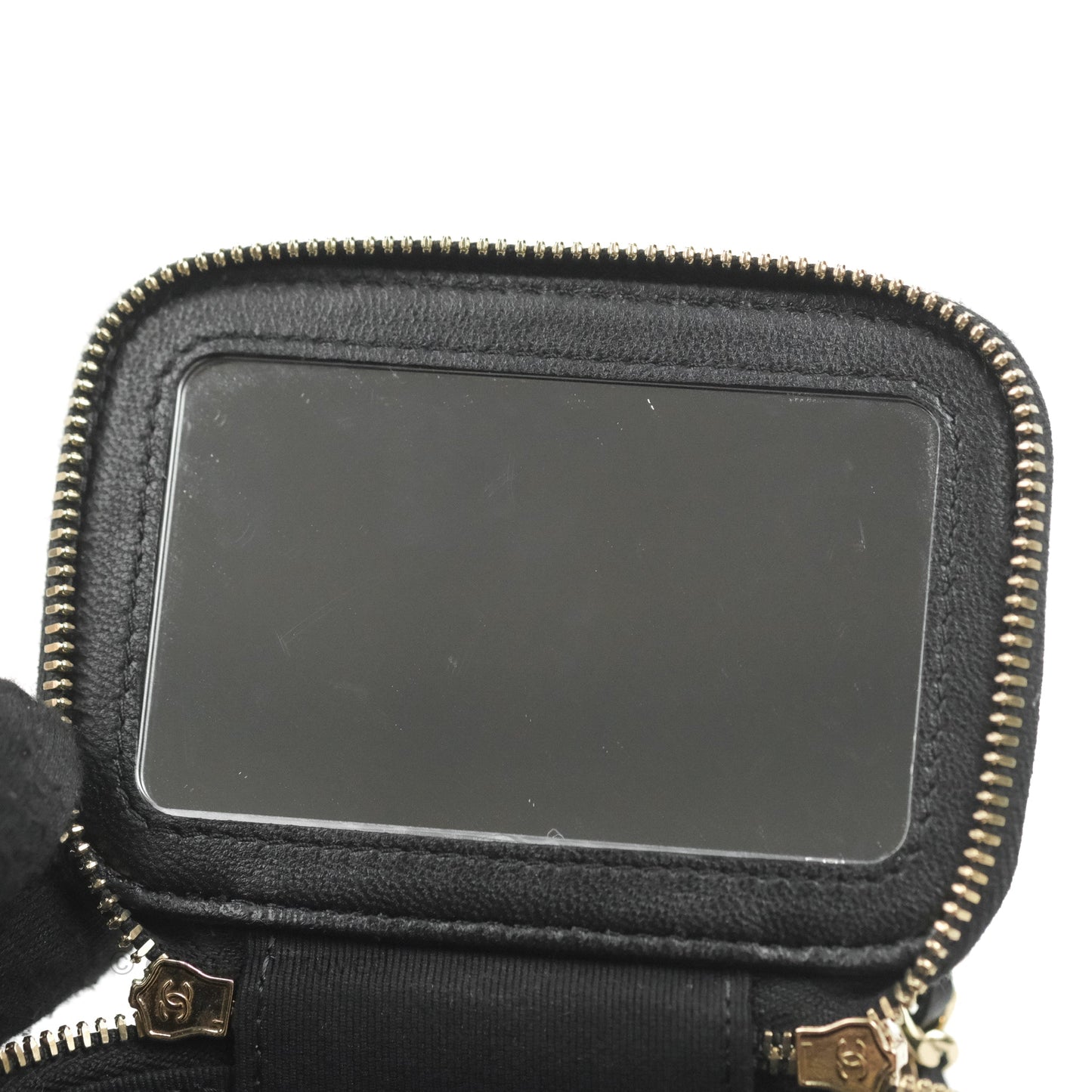 Chanel Mini Top Handle Vanity With Chain Black Lambskin Gold Hardware