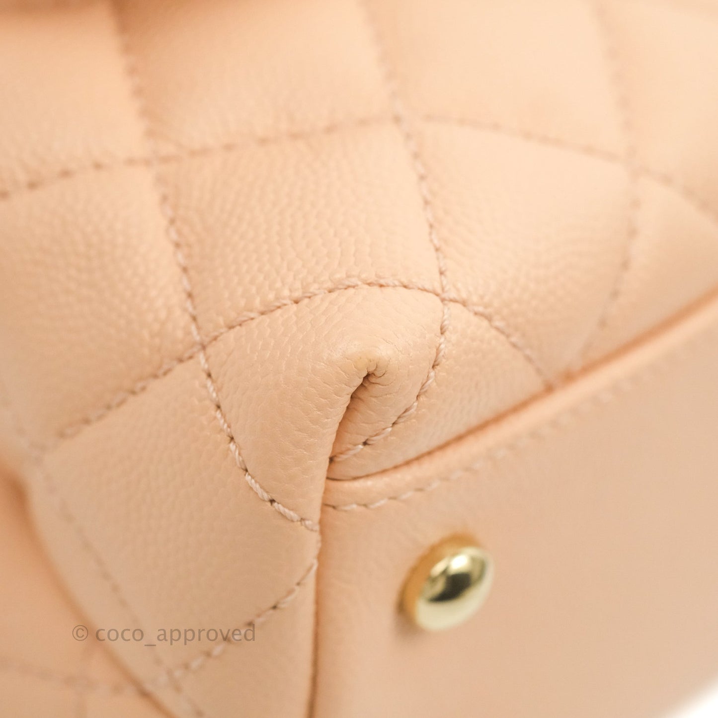 Chanel Small Coco Handle Quilted Peach Clair Caviar Gold Hardware