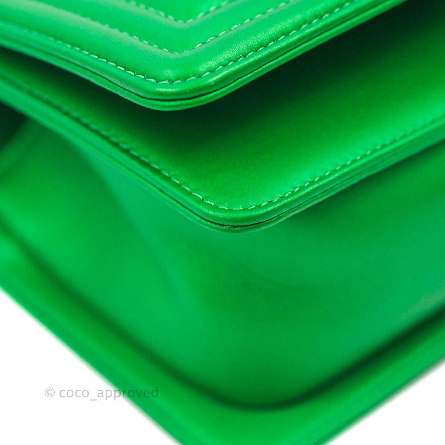 Chanel Small Boy Green Calfskin Ruthenium Hardware