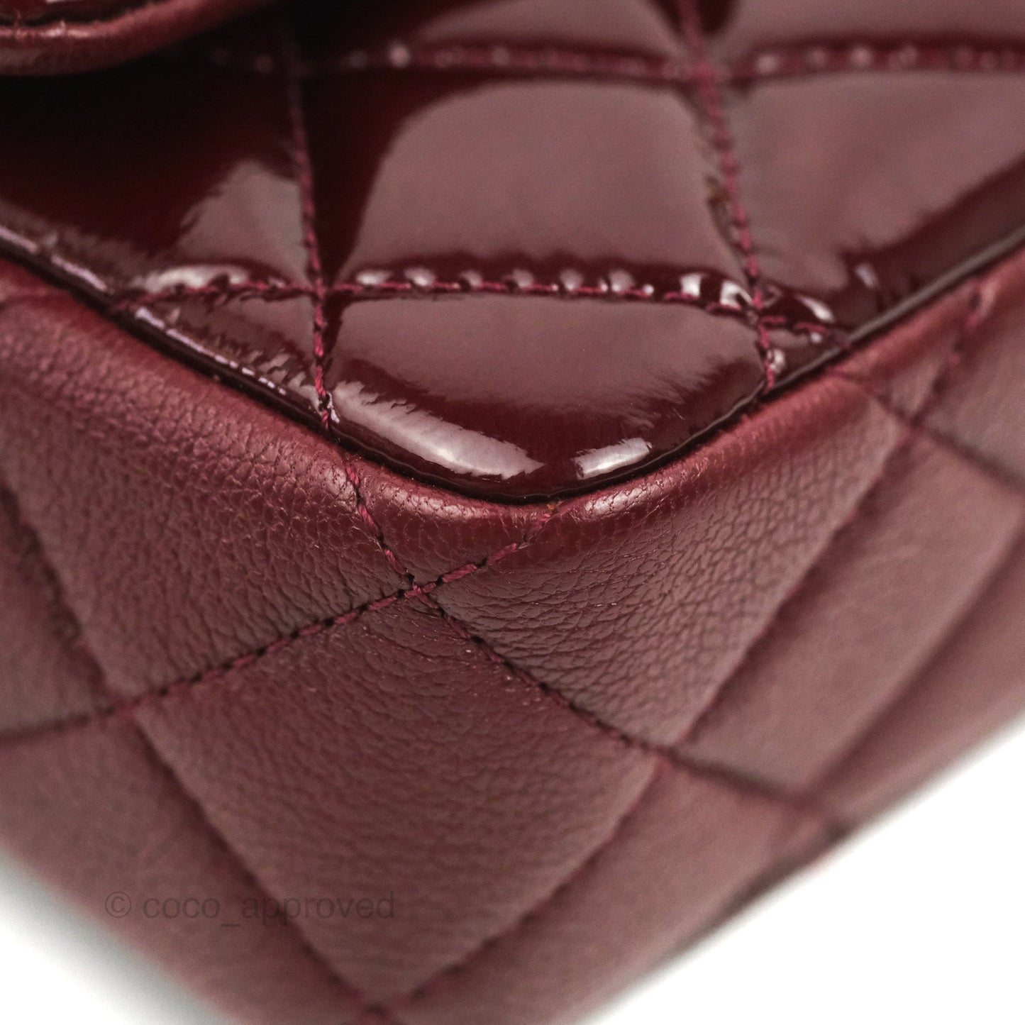 Chanel Quilted CC Eyelet Flap Burgundy Patent Goatskin Antique Gold Hardware