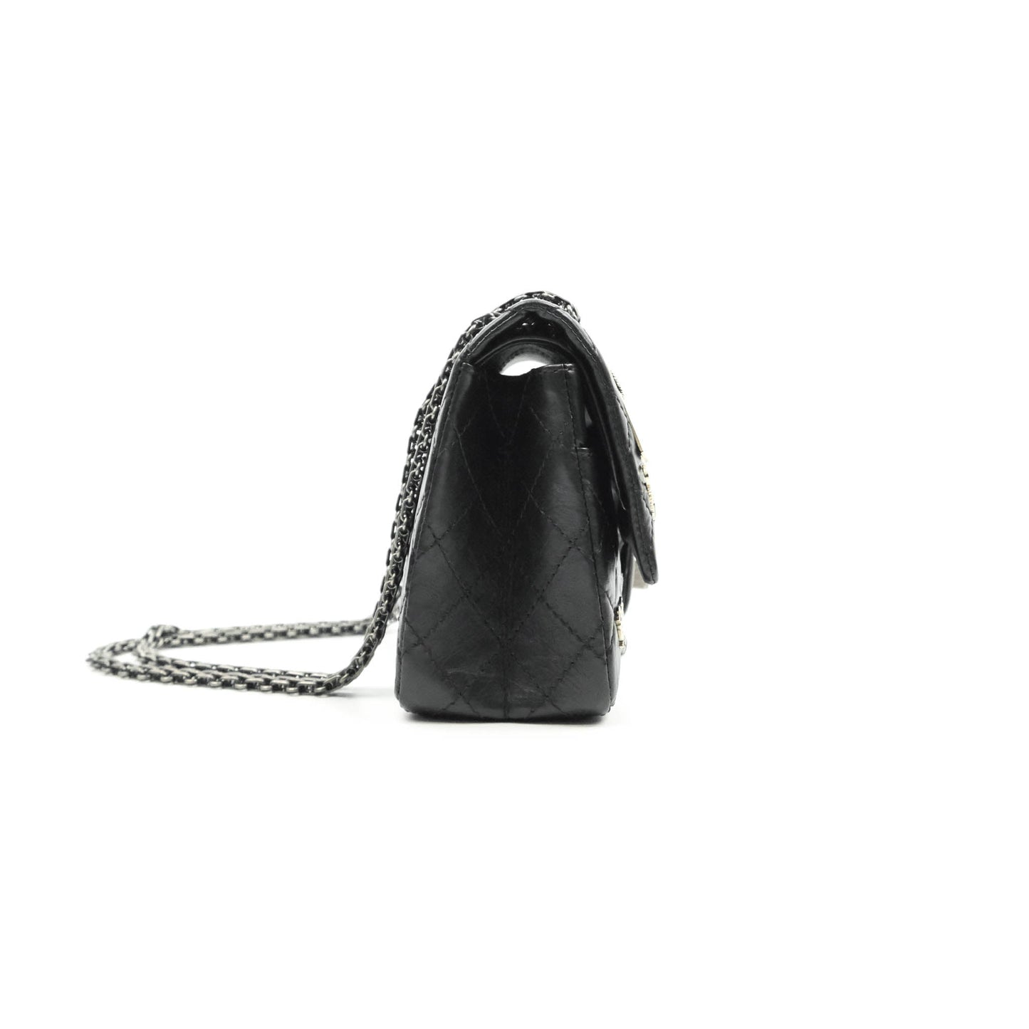 Chanel 2.55 Reissue Lucky Charms 225 Flap Black Crumpled Calfskin Ruthenium Hardware