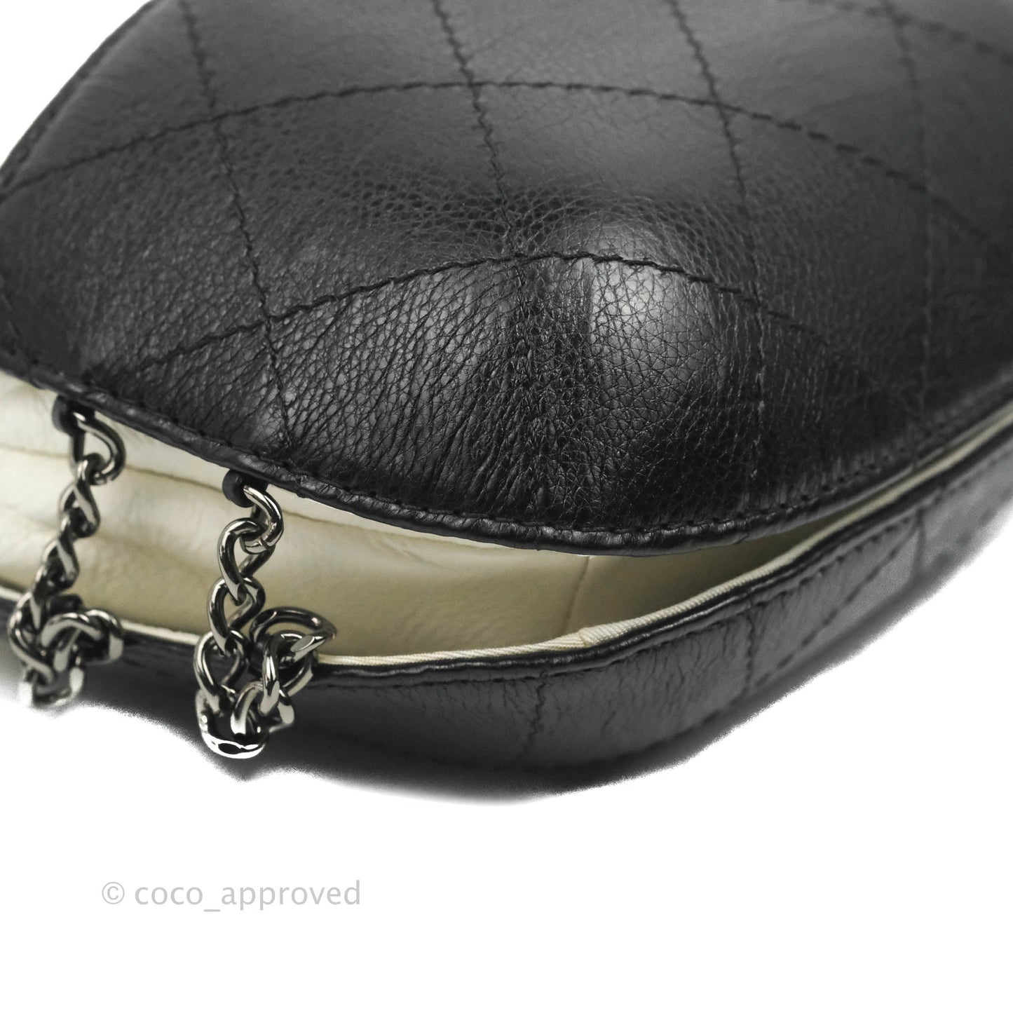 Chanel Small Gabrielle Drawstring Bag White Black Calfskin