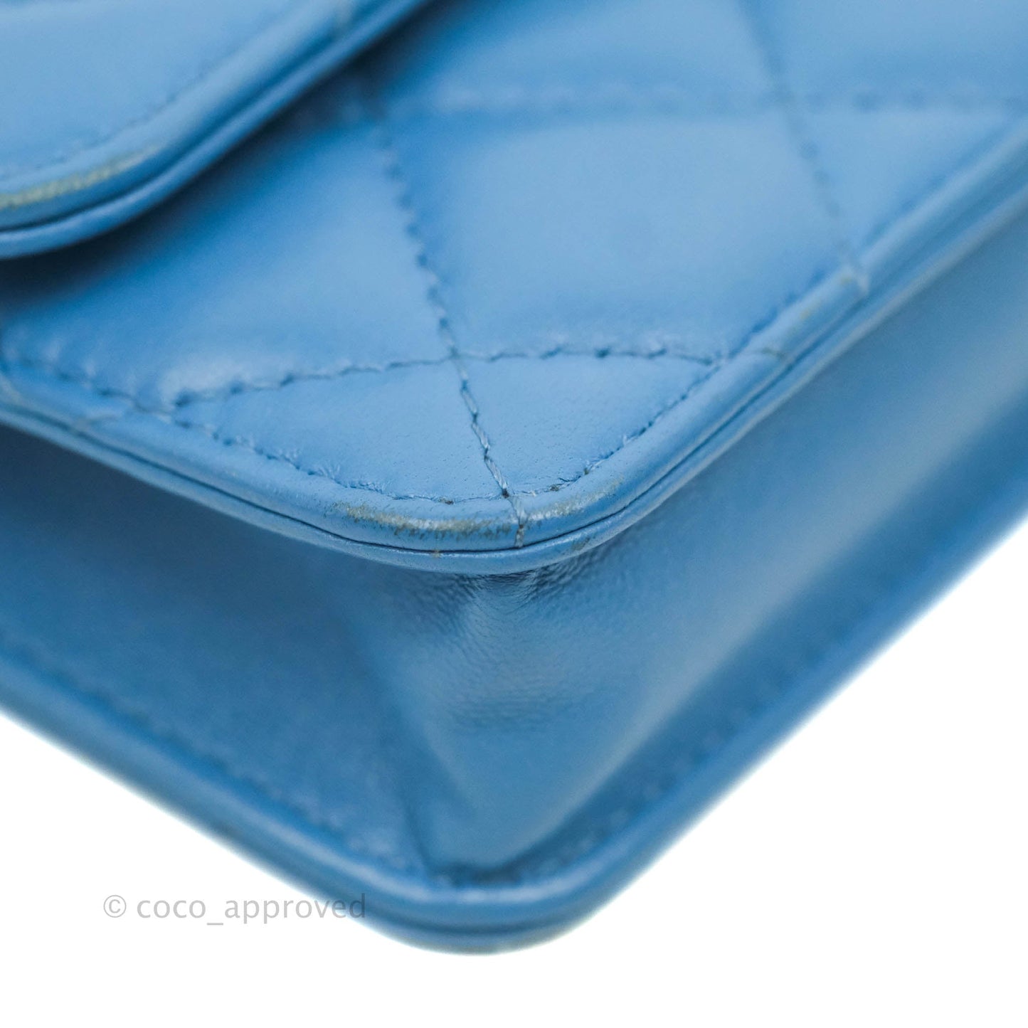 Chanel Ribbon Belt Bag Blue Lambskin Gold Hardware