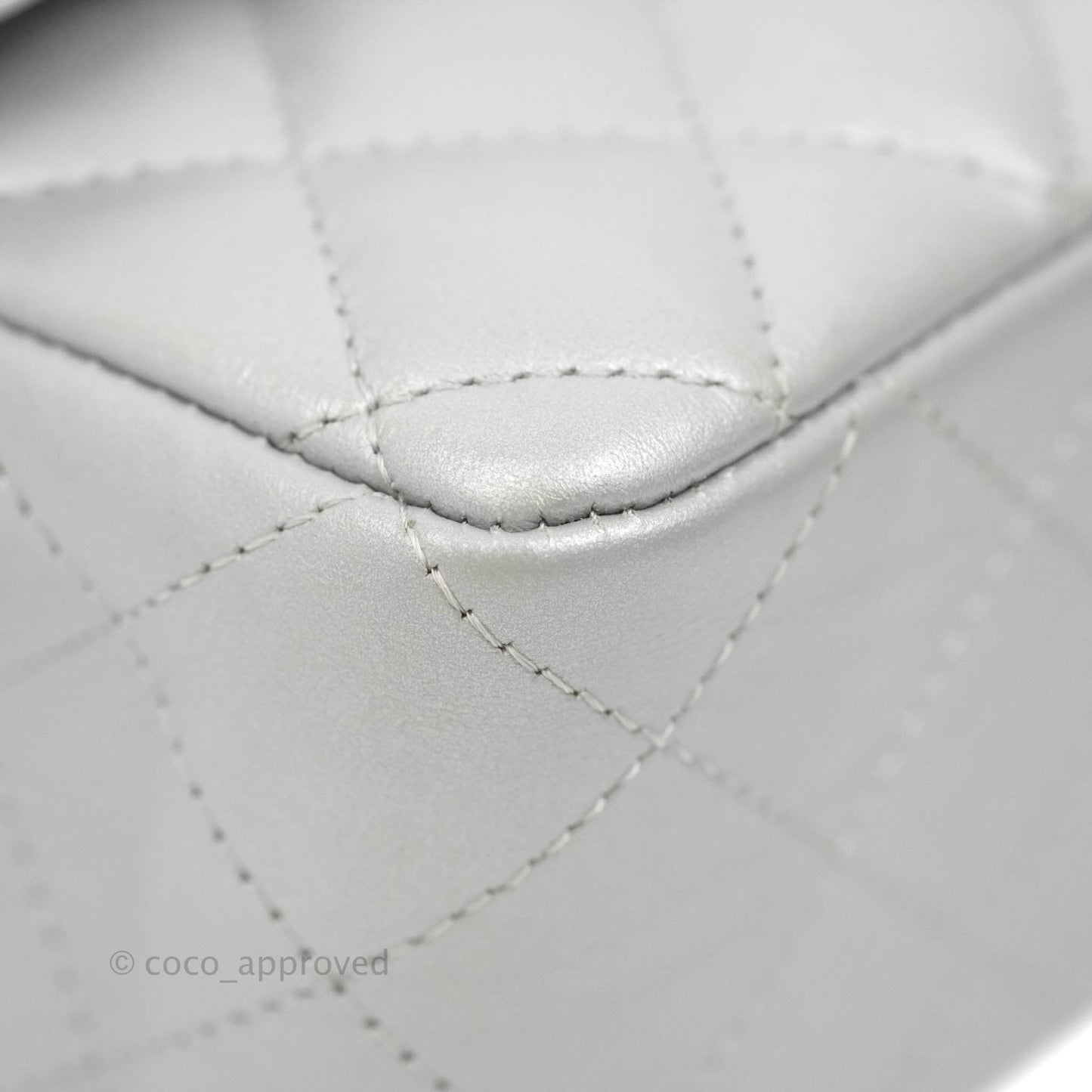 Chanel Quilted Mini Rectangular Silver Crumpled Calfskin Silver Hardware