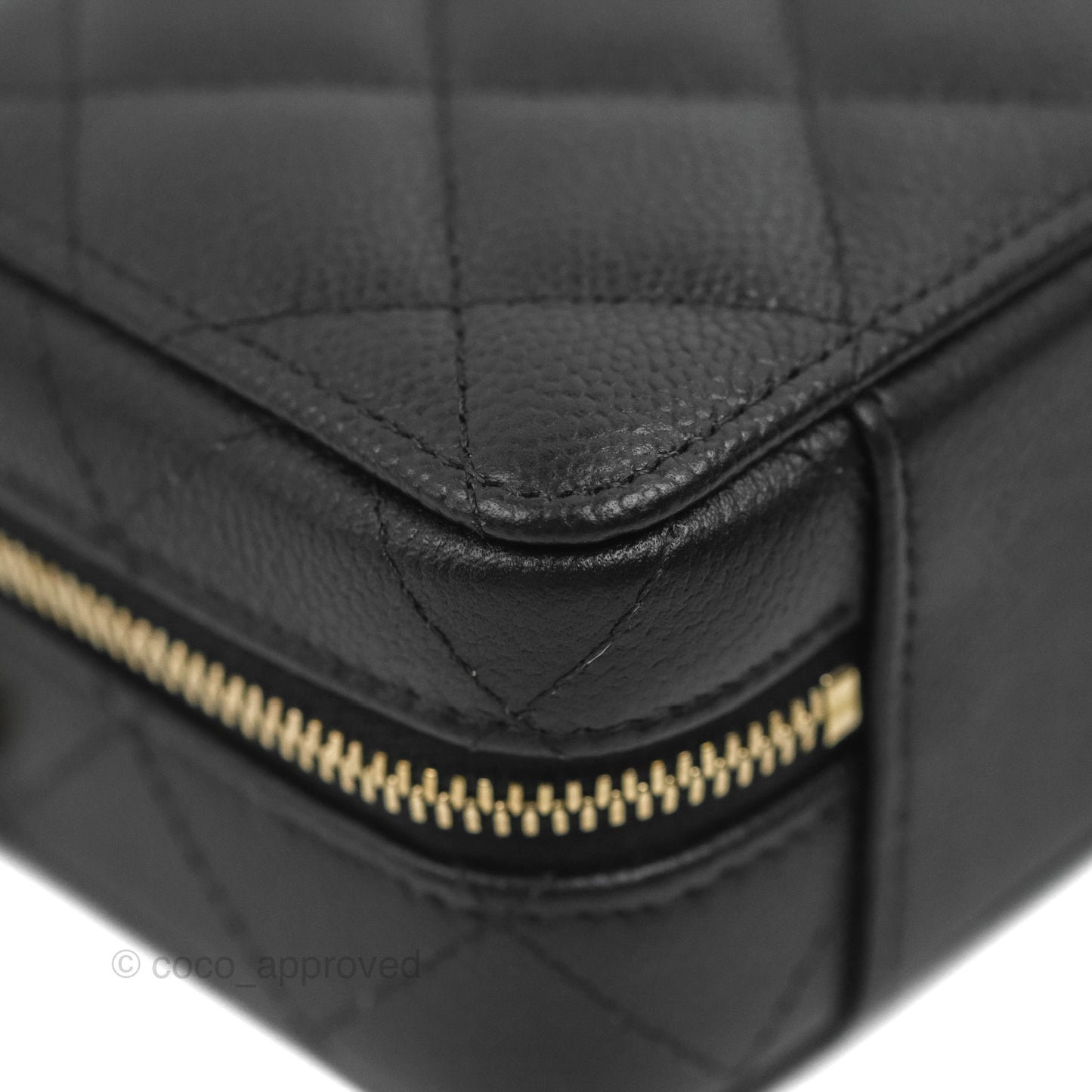 Chanel Vanity Handle With Chain Black Caviar Gold Hardware 22P