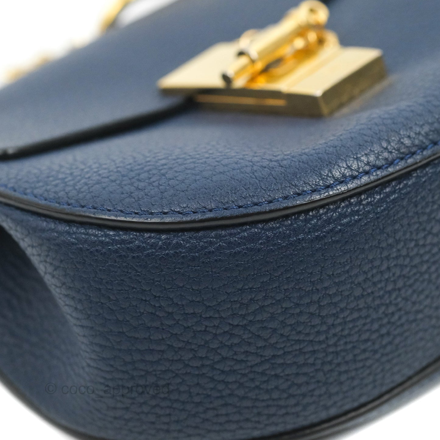 Chloe Mini Drew Crossbody Bag Navy Grained Leather