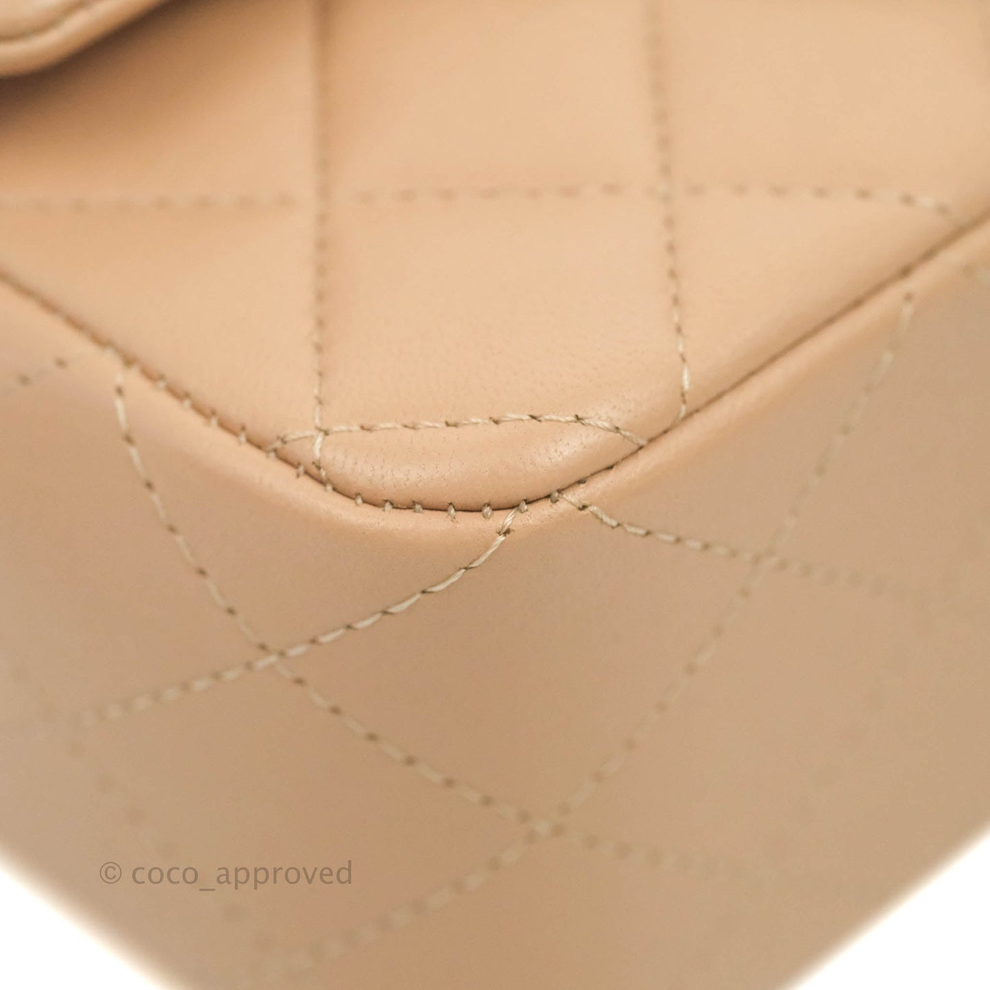 Chanel Top Handle Mini Rectangular Flap Bag Beige Lambskin Aged Gold Hardware