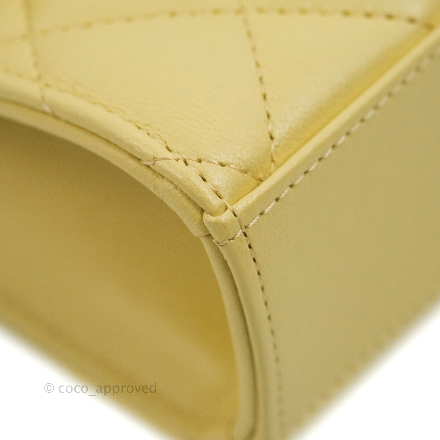 Chanel Mini Handle Clutch With Chain Yellow Lambskin Gold Hardware