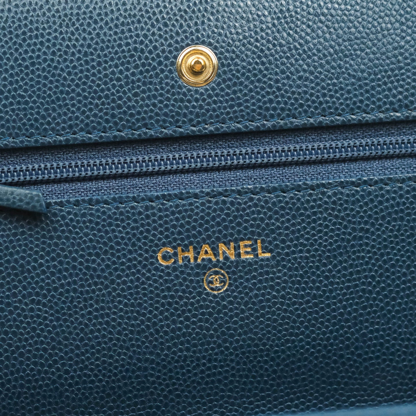 Chanel Quilted Wallet on Chain WOC Dark Blue Caviar Gold Hardware