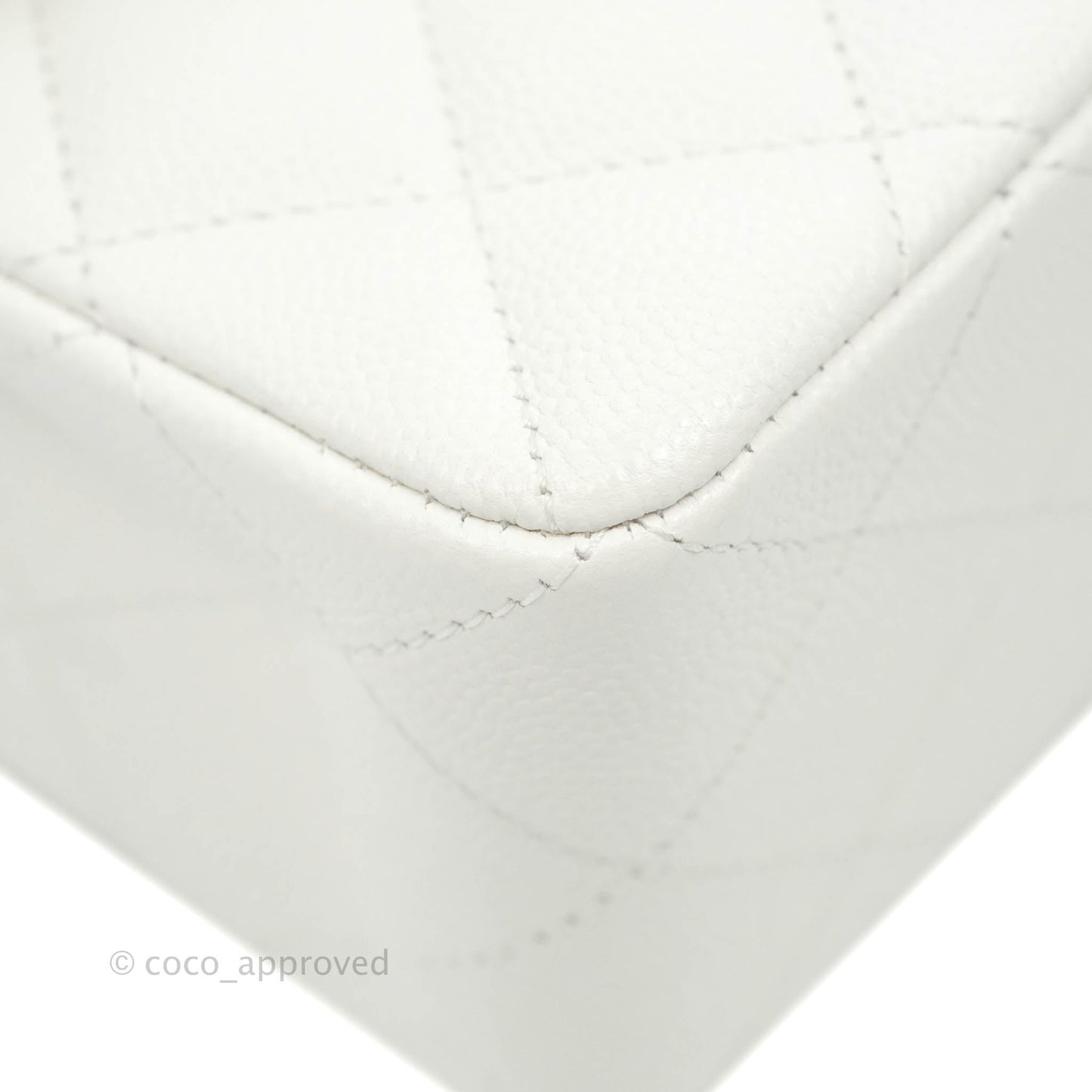 Chanel Small S/M Classic Quilted Flap White Caviar Gold Hardware