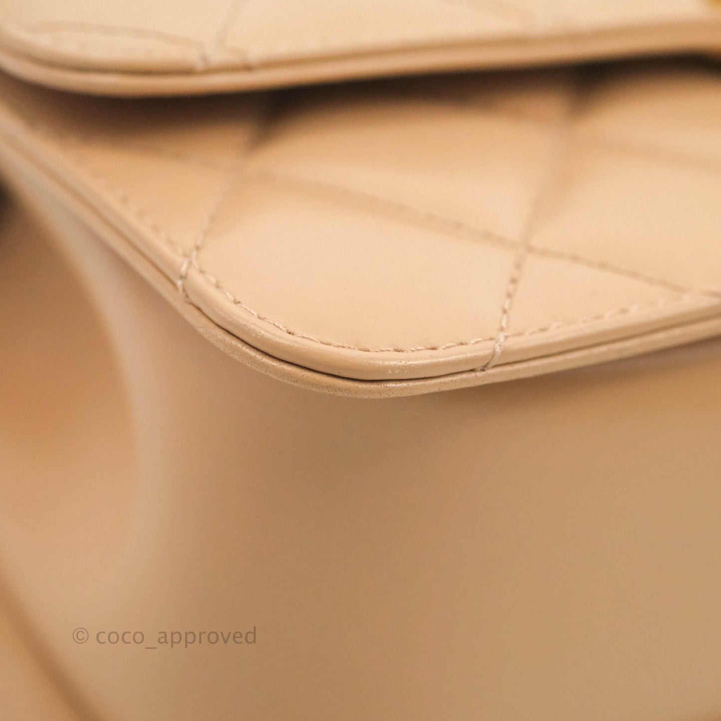 Chanel Quilted Perfect Fit Adjustable Beige Calfskin Gold Hardware 21A