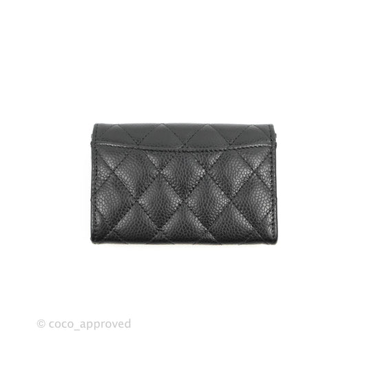 Chanel Quilted Flap Card Holder Black Caviar Gold Hardware